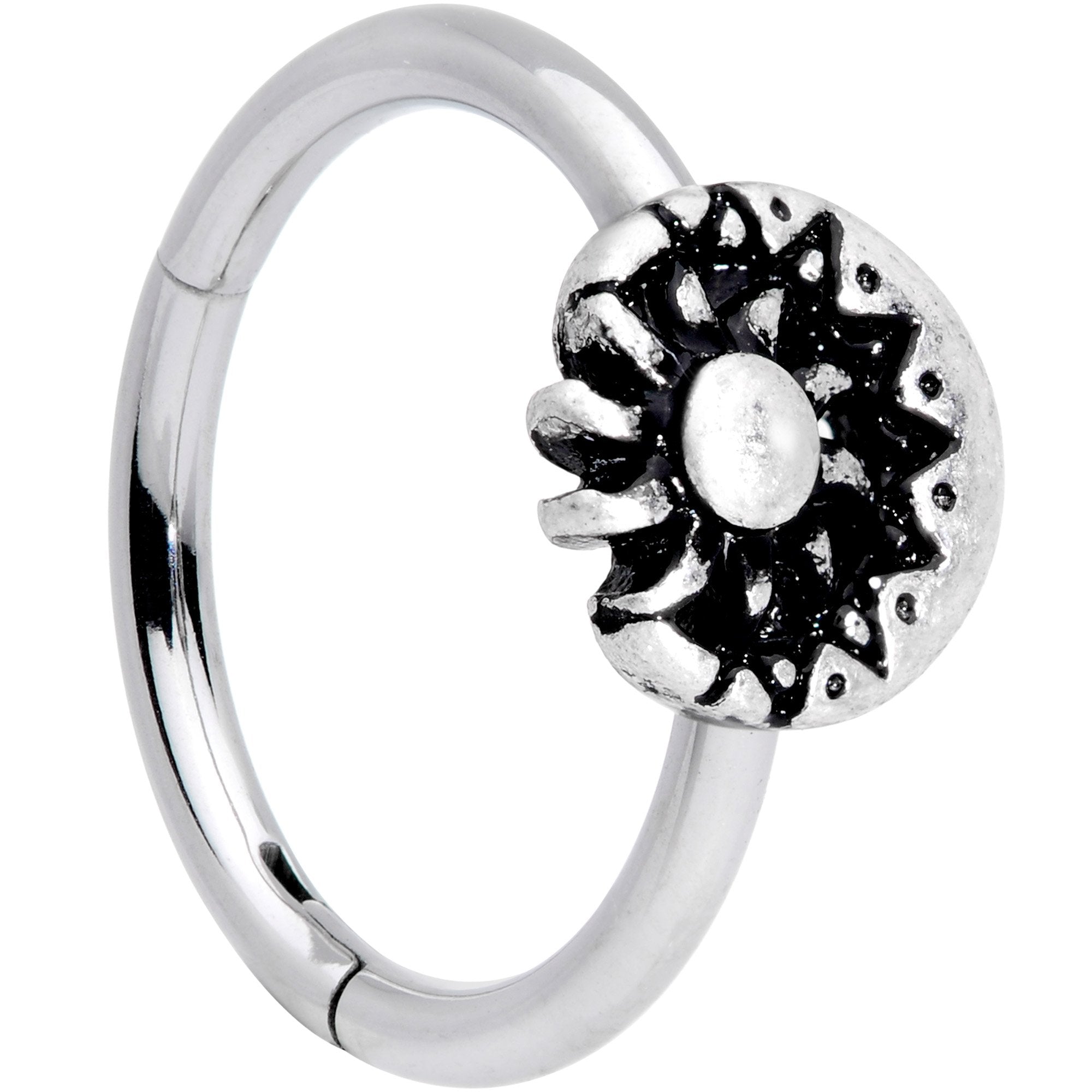 16G 3/8 Moon Cradling Sun Hinged Segment Ring