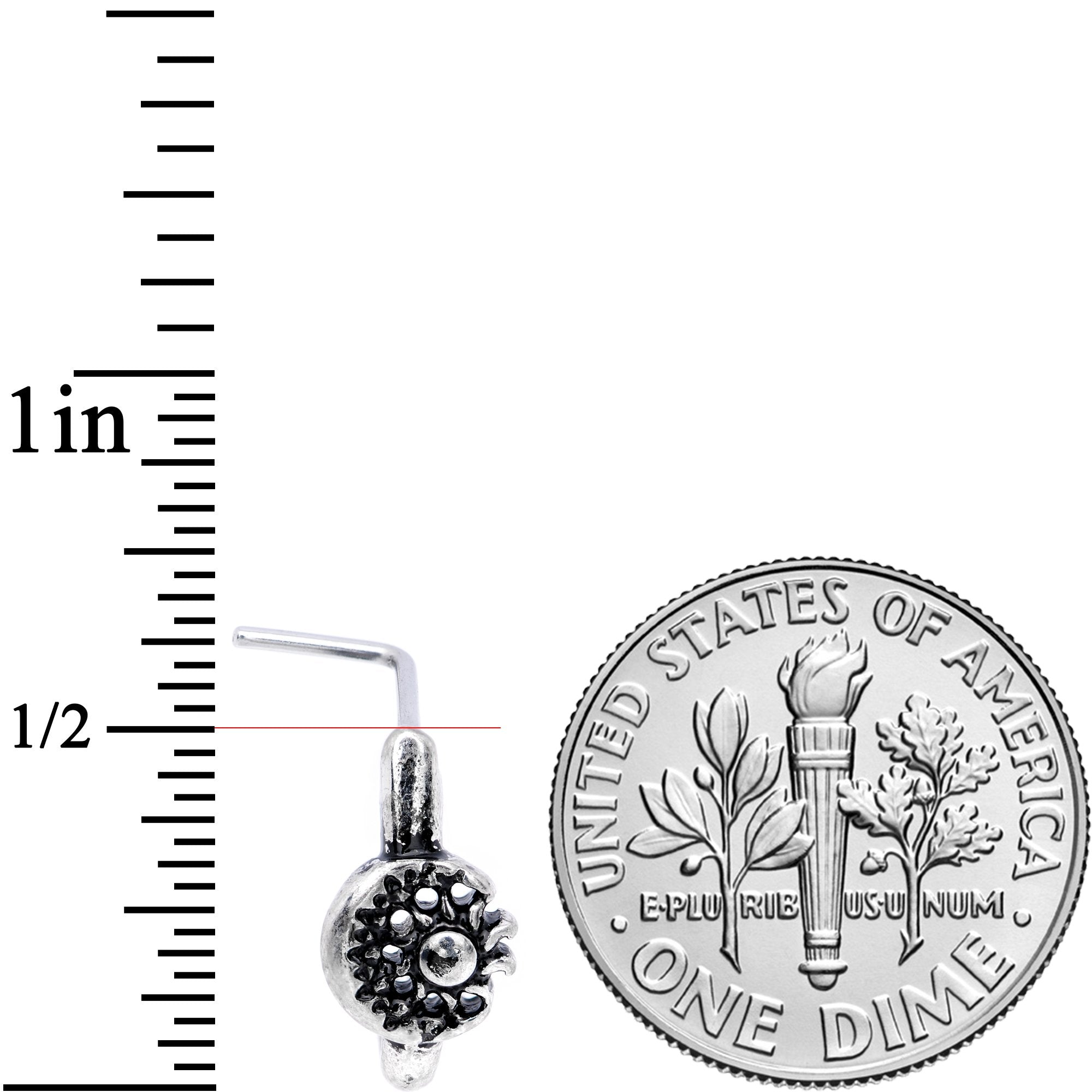 20G Celestial Sun and Moon Faux Hoop L Shaped Nose Ring