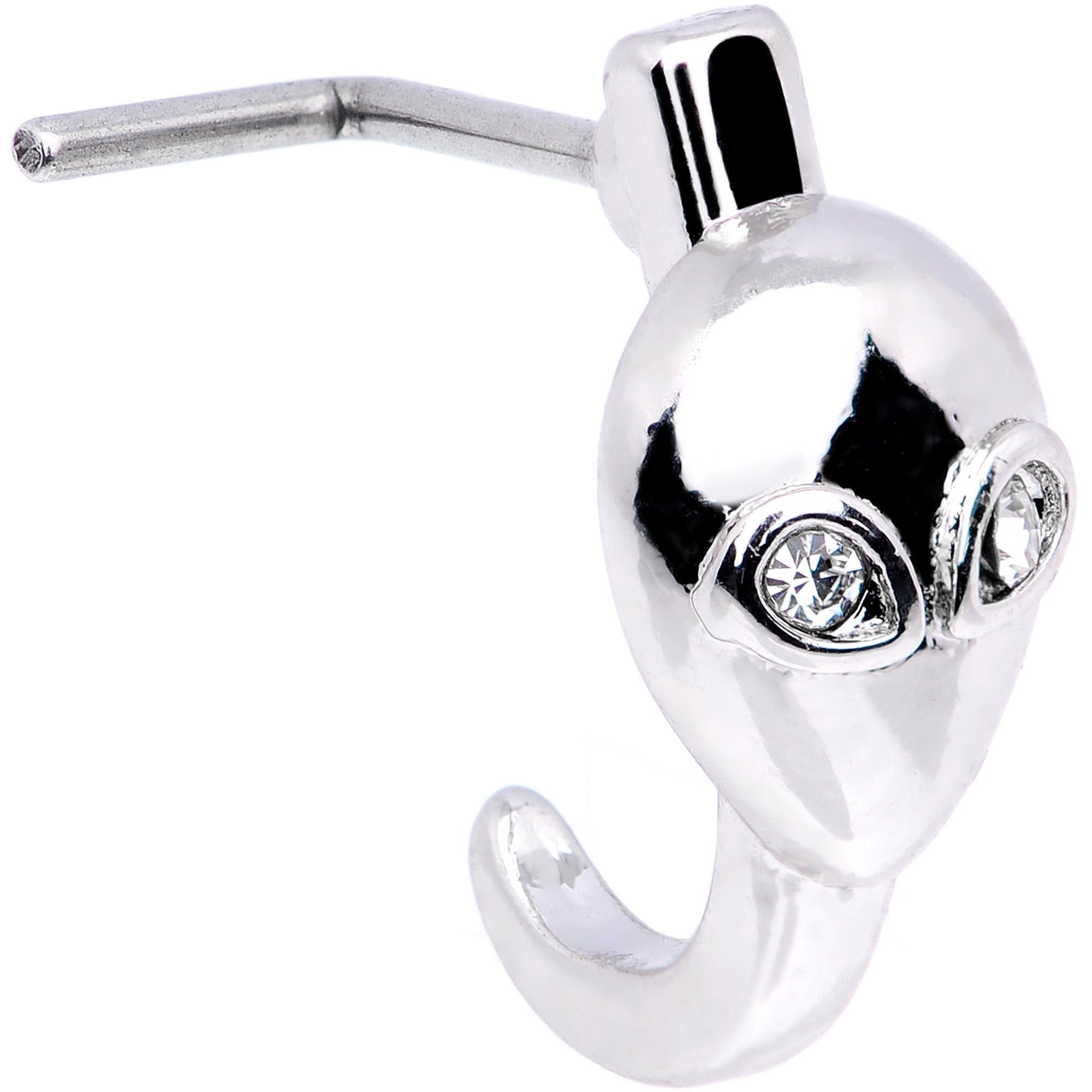 20G Clear Gem Alien Invader Faux Hoop L Shaped Nose Ring