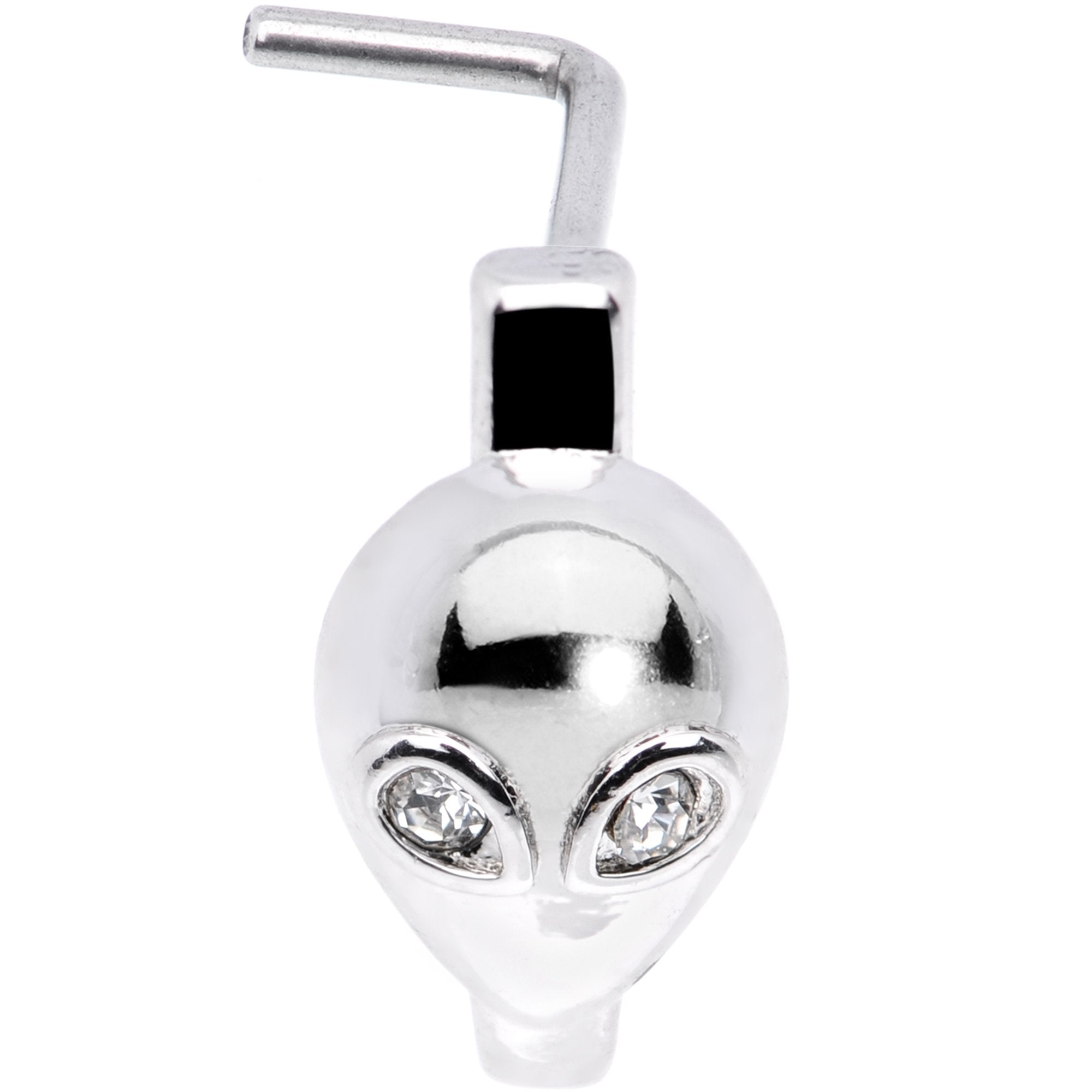 20G Clear Gem Alien Invader Faux Hoop L Shaped Nose Ring
