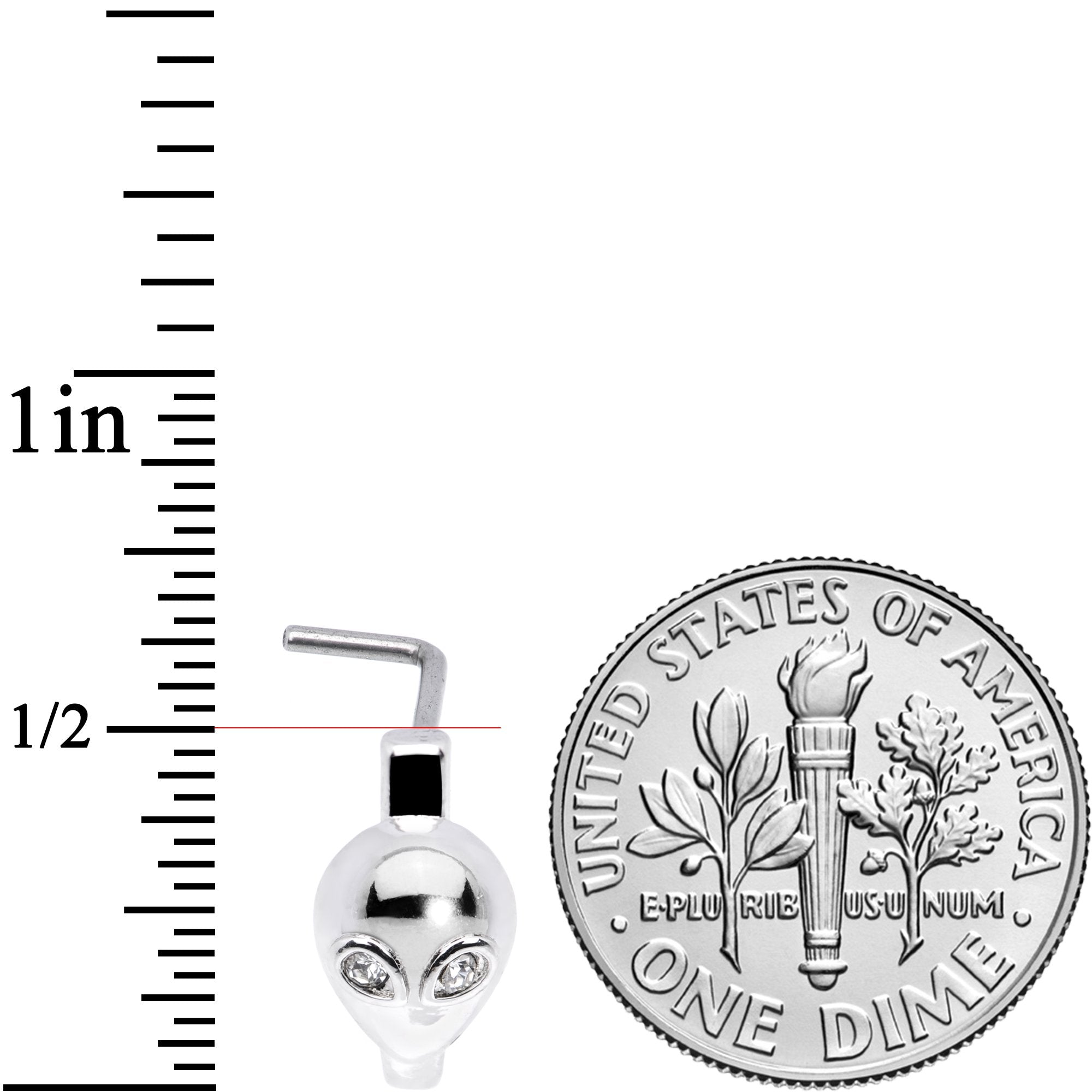 20G Clear Gem Alien Invader Faux Hoop L Shaped Nose Ring