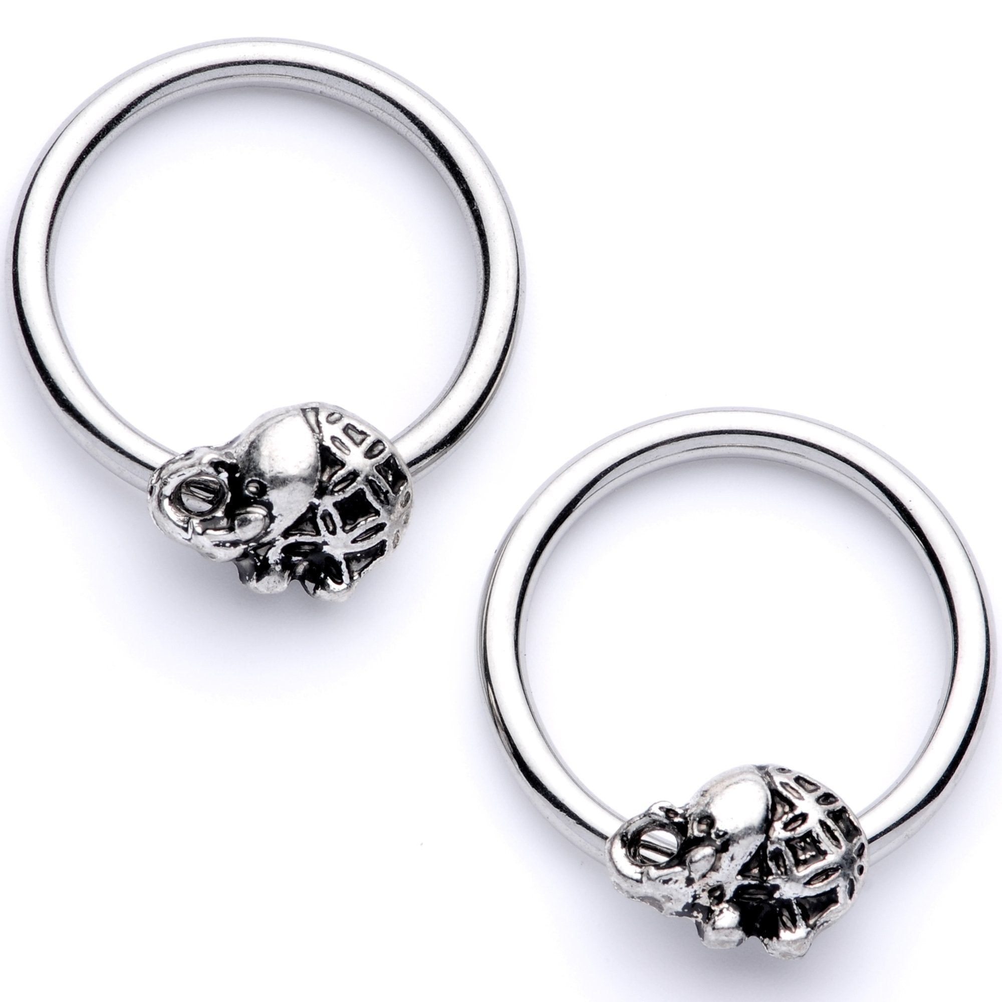 14G 5/8 Elephant BCR Captive Nipple Ring Set