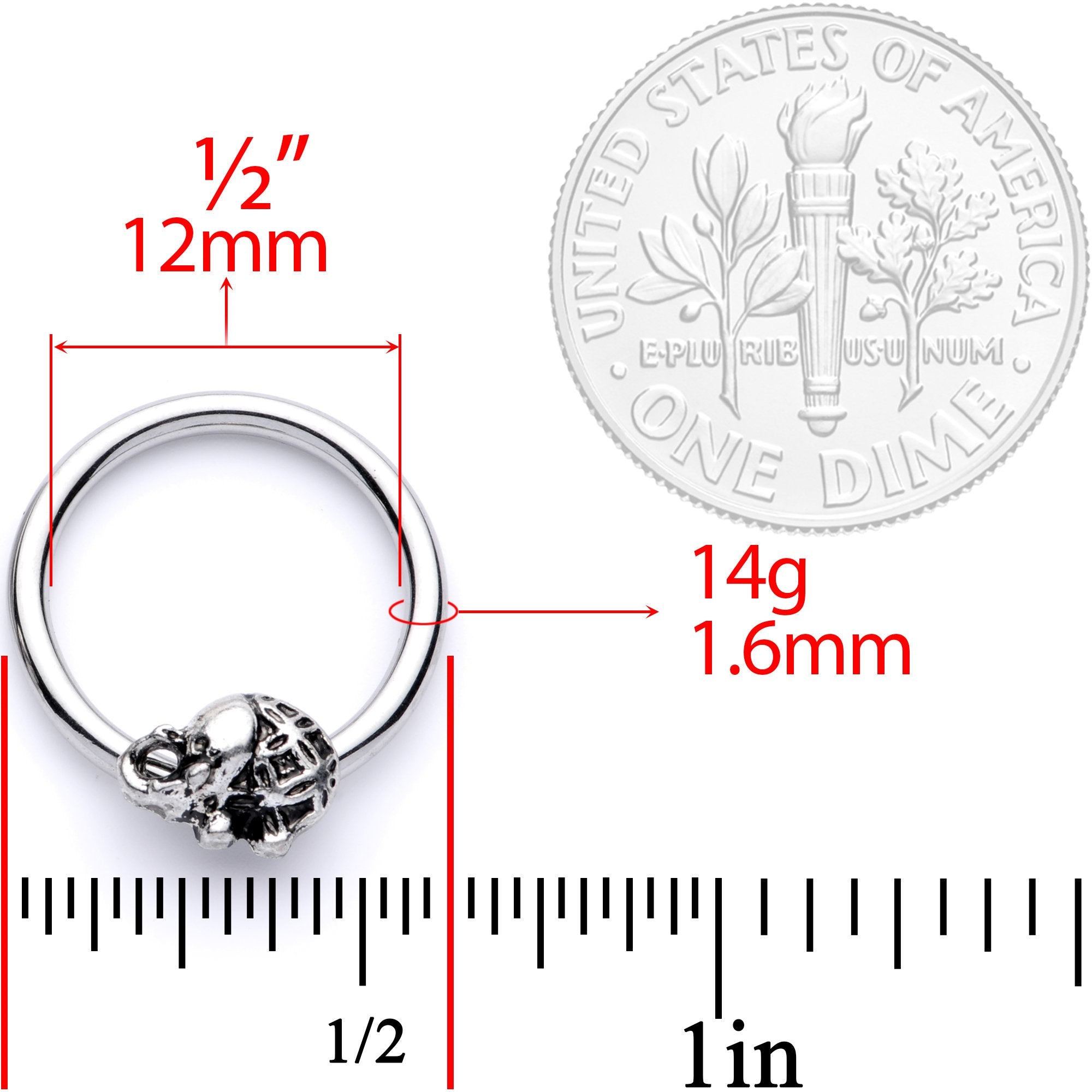 14G 5/8 Elephant BCR Captive Nipple Ring Set