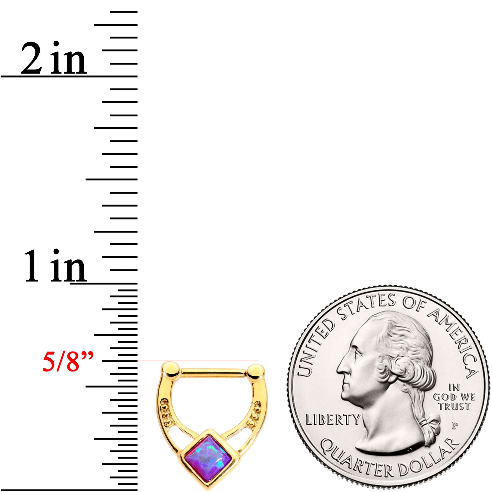 16G 5/16 Purple Faux Opal Gold Anodized Septum Clicker