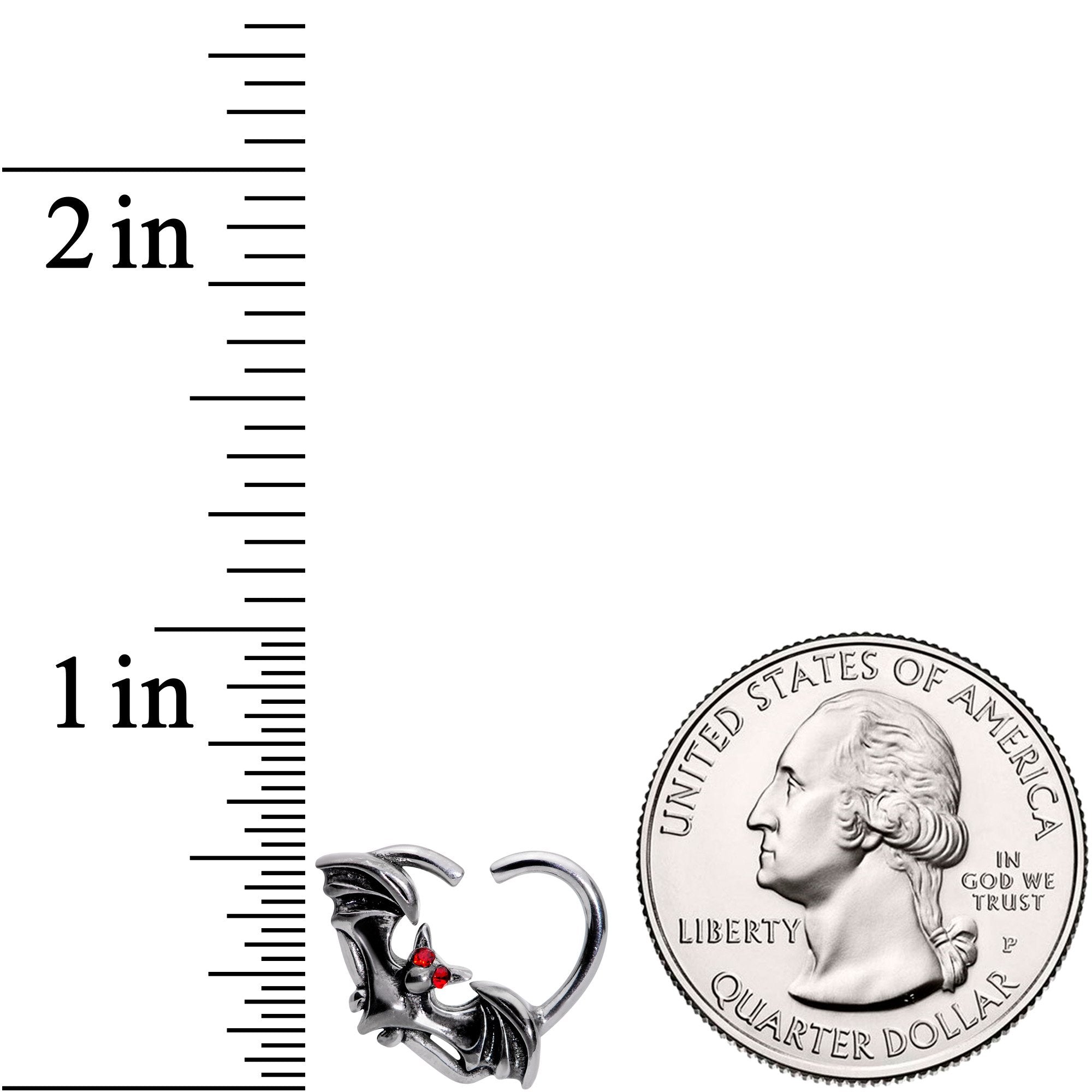 16G 3/8 Red Gem Bat Attractions Right Heart Closure Ring