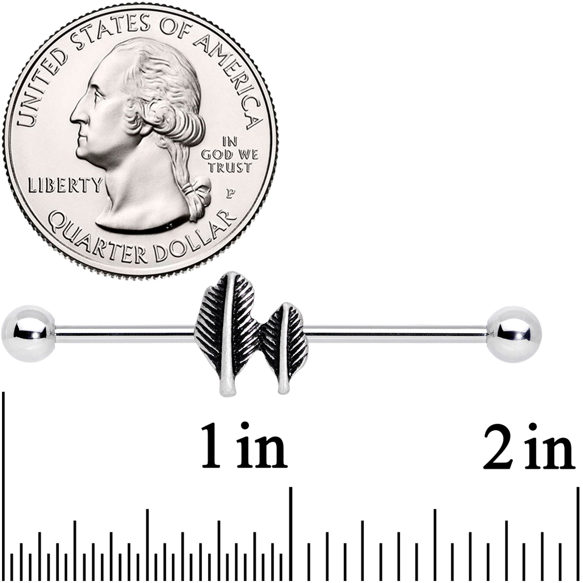 14G Southwest Feathers Industrial Barbell 38mm