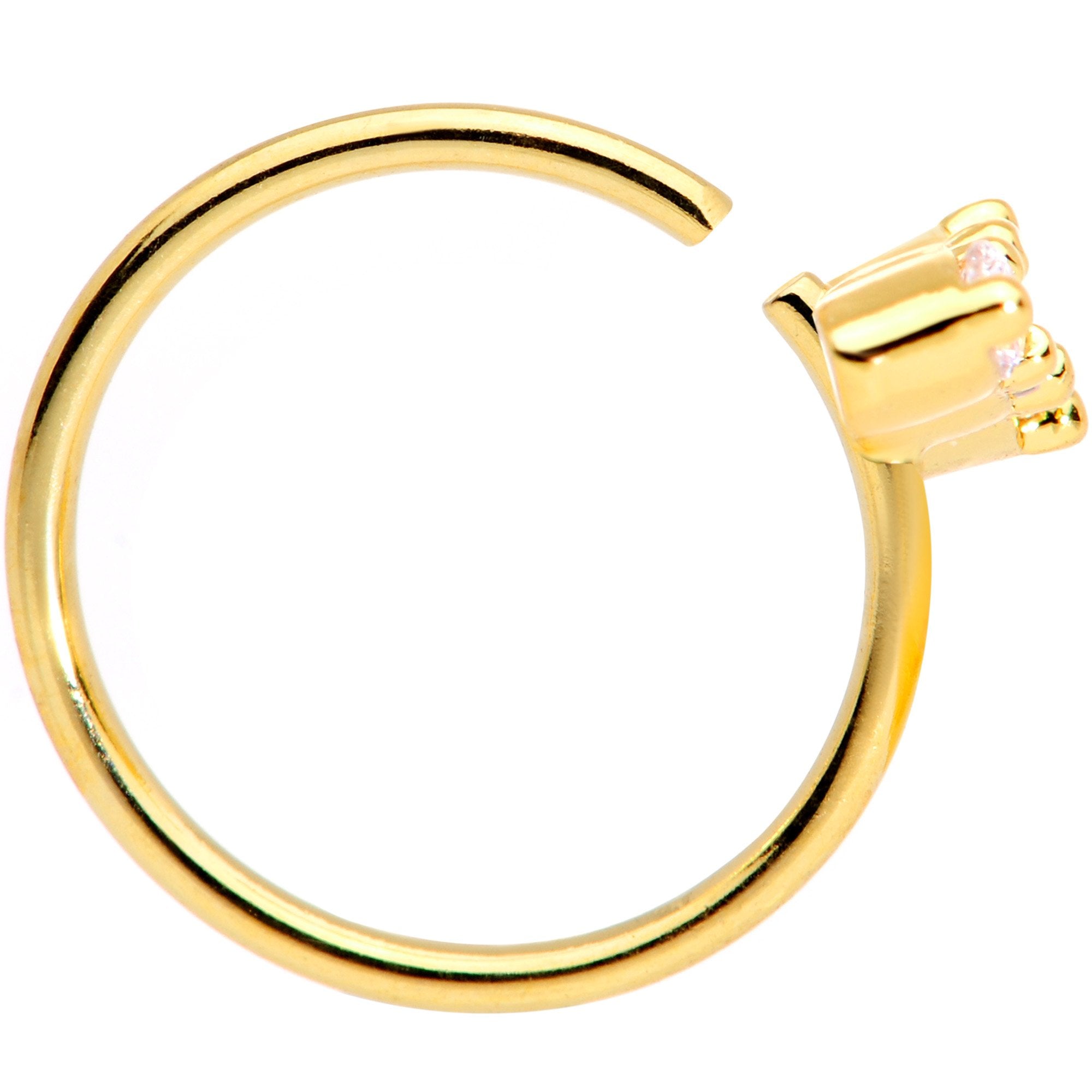 20G 5/16 Clear CZ Gem Trio Gold Tone Seamless Circular Ring