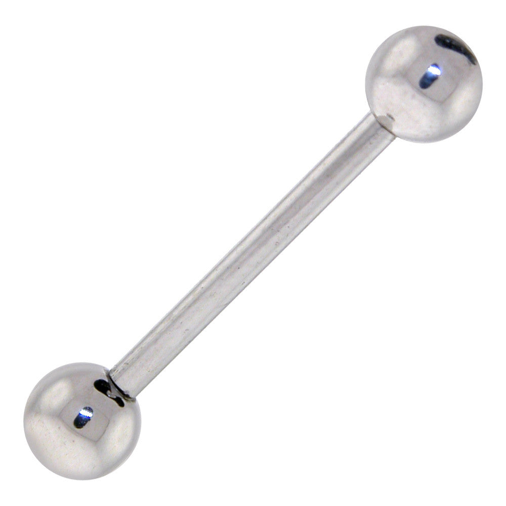 Solid 14KT White Gold Barbell Tongue Ring 5/8 5MM Ball