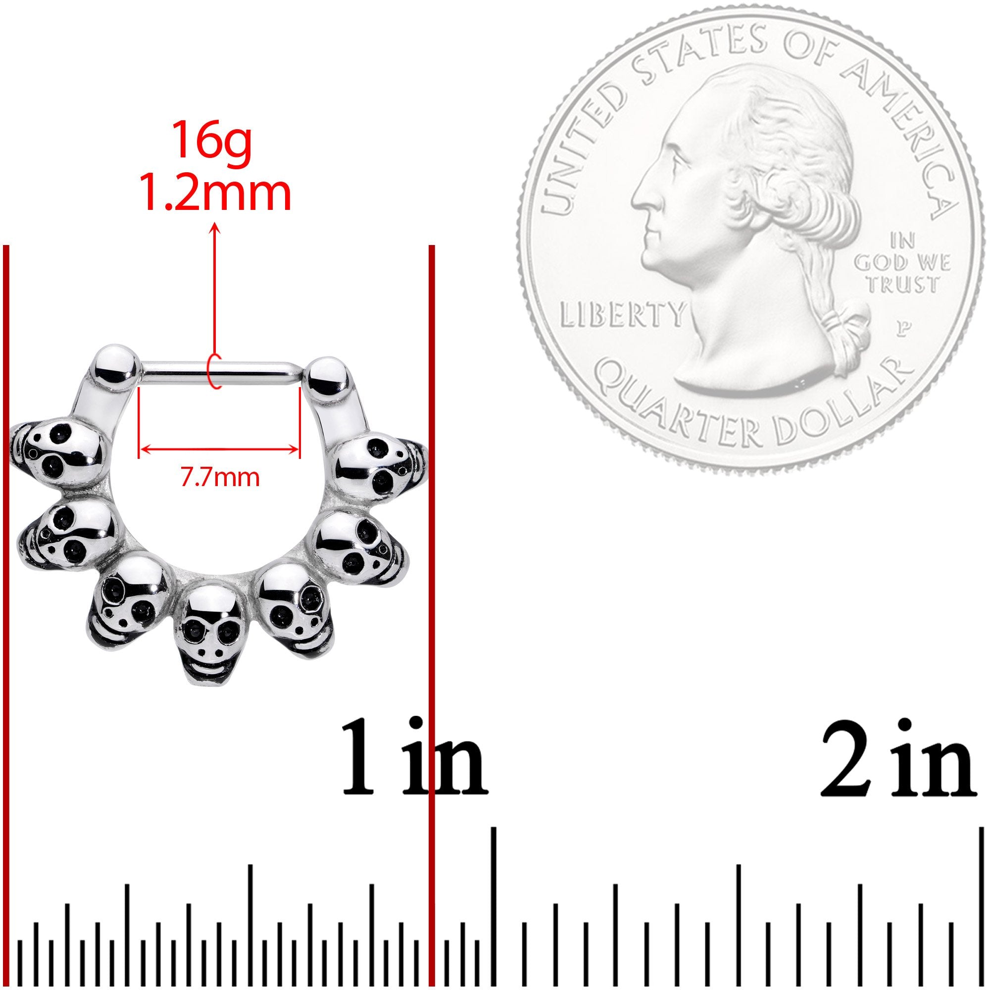 16G 5/16 Wreath of Skulls Cartilage Clicker
