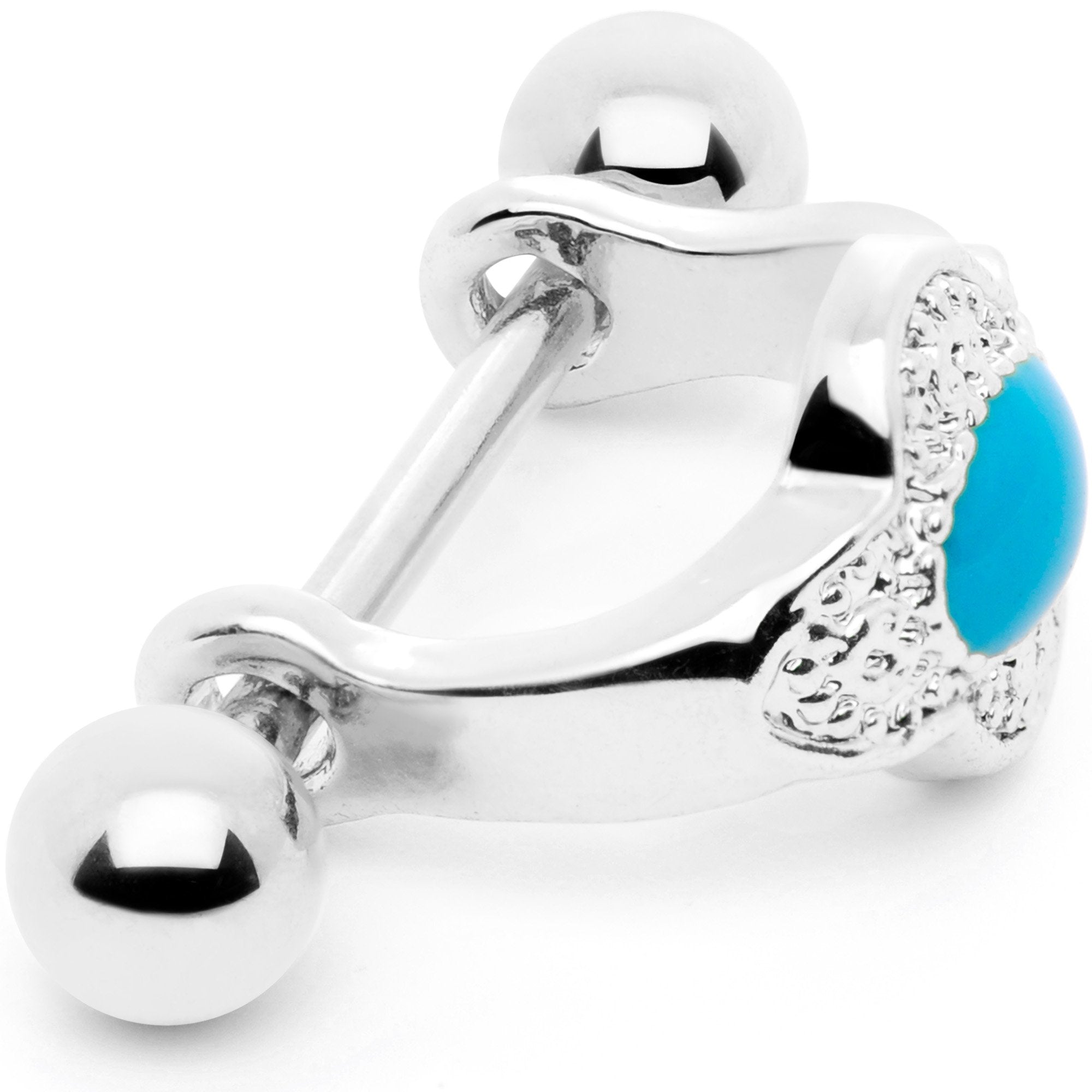 16G 1/2 Faux Turquoise Flower Cartilage Cuff