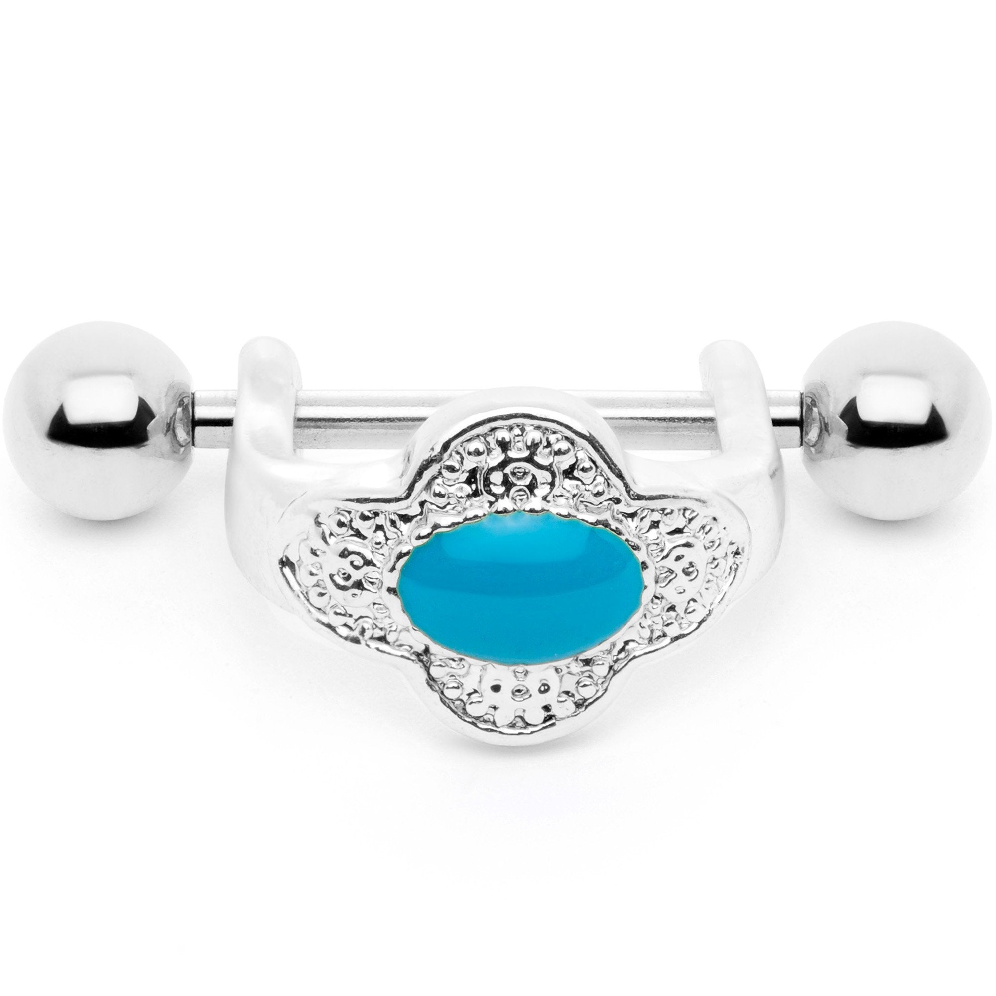 16G 1/2 Faux Turquoise Flower Cartilage Cuff