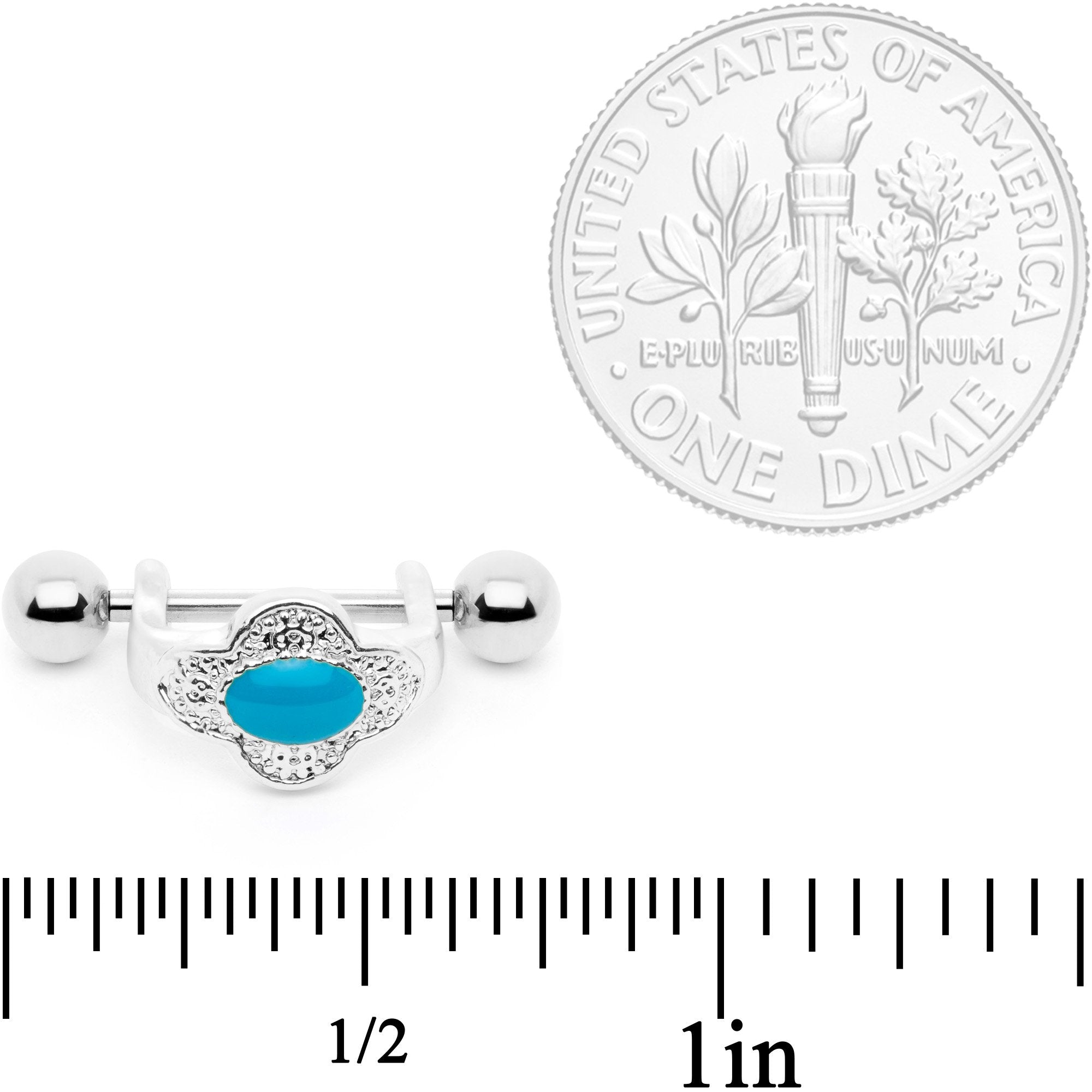 16G 1/2 Faux Turquoise Flower Cartilage Cuff