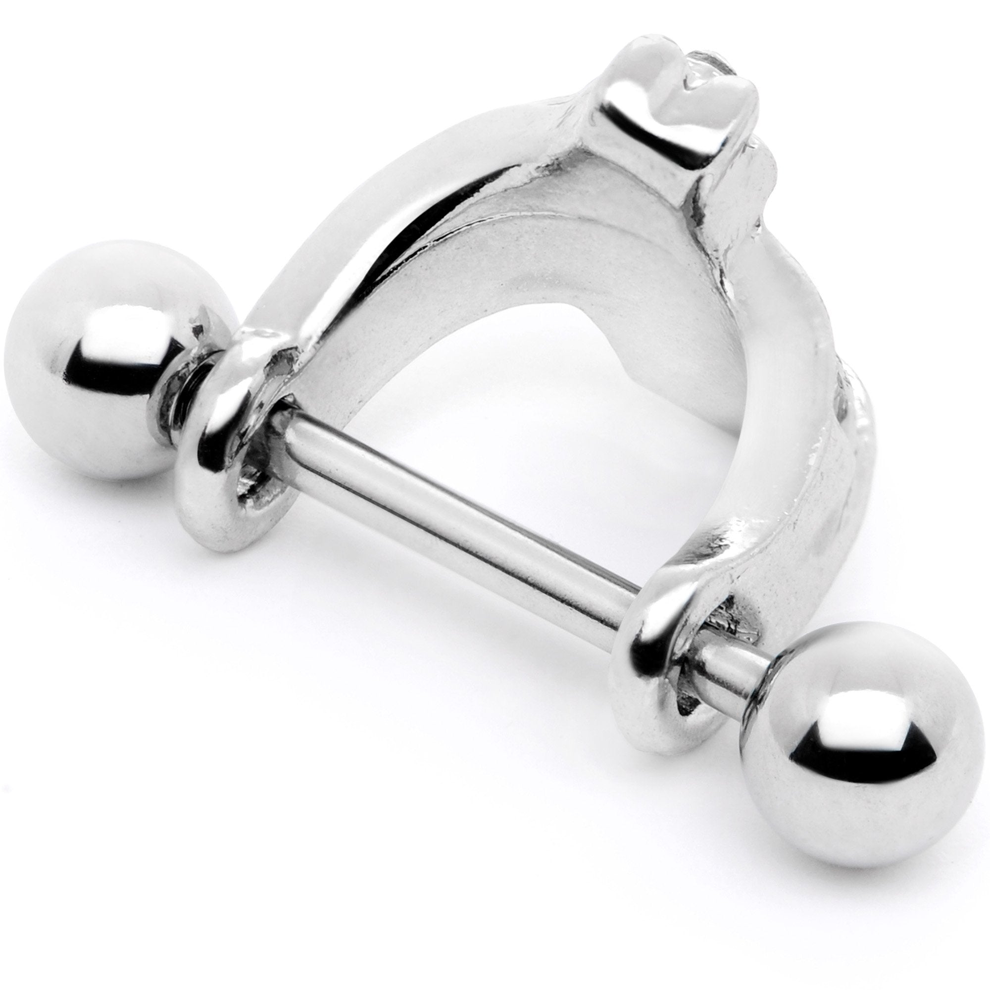 16G 1/2 Pink Gem Cross Crown Cartilage Cuff