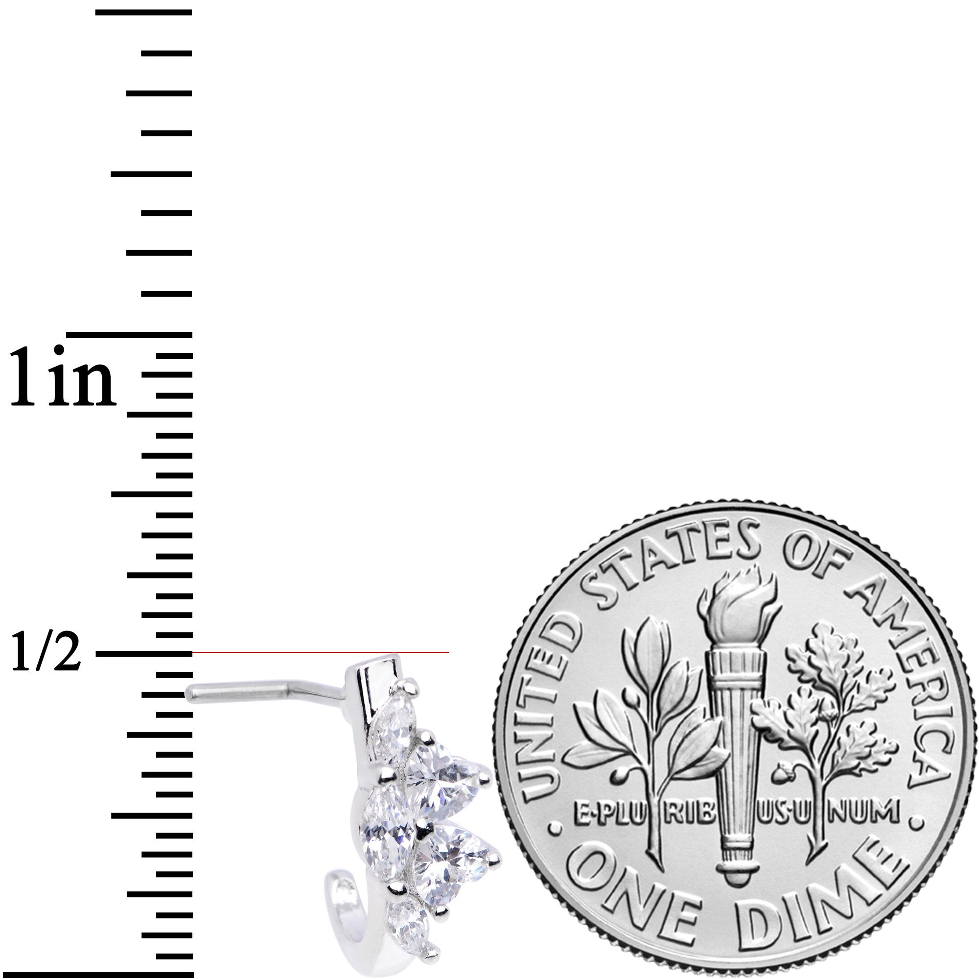 20G Clear Gem Hearts Faux Hoop L Shaped Nose Ring