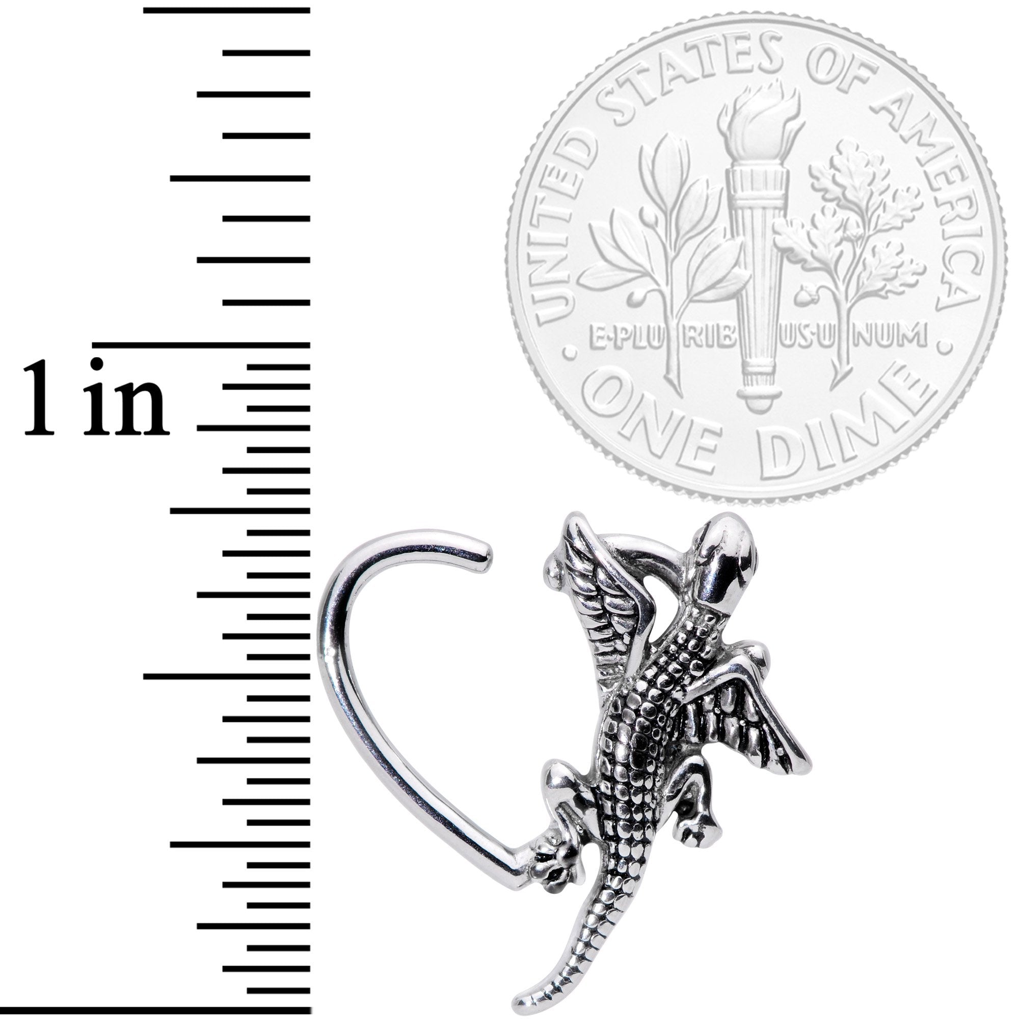 16G 3/8 Climbing Dragon Left Heart Closure Ring