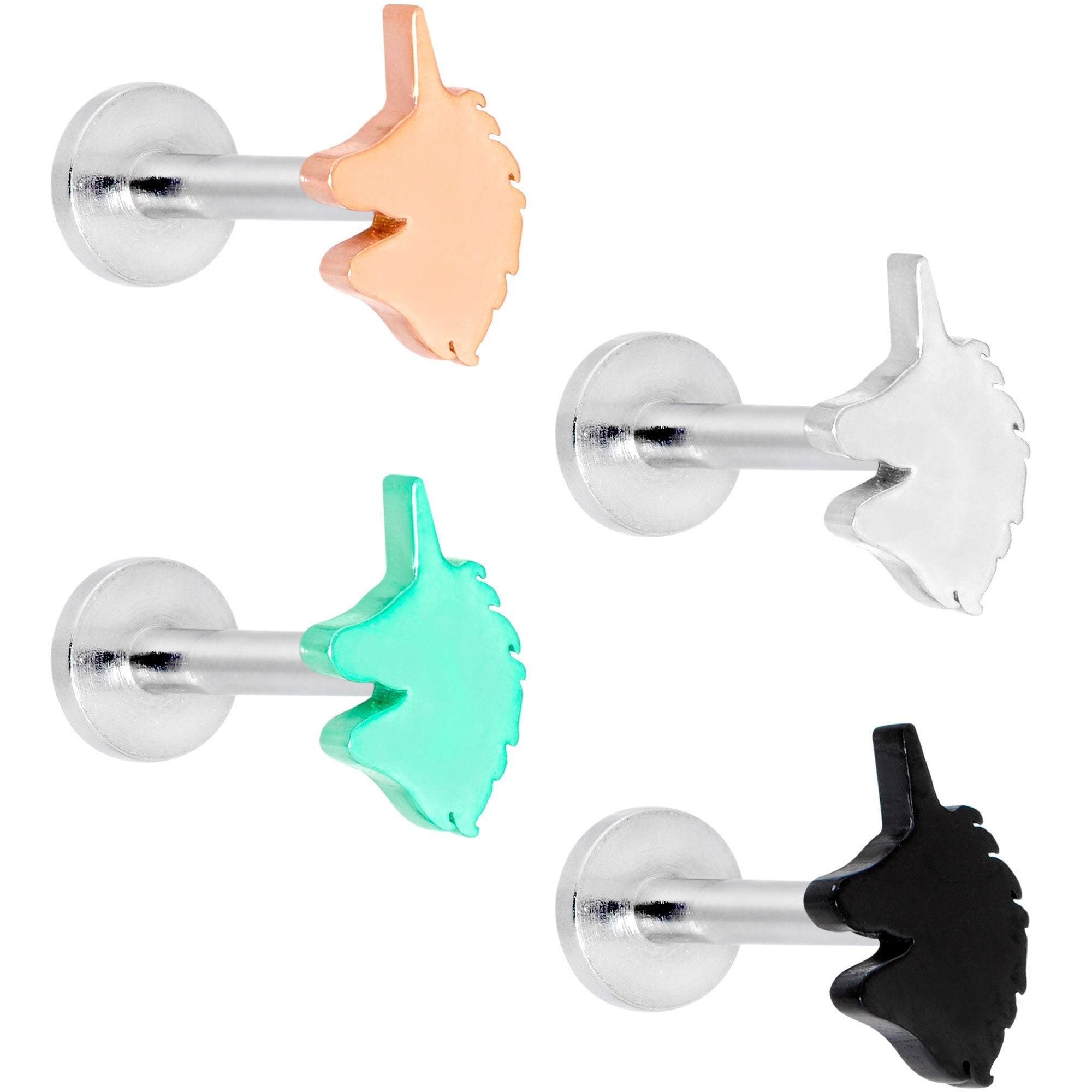 16G 5/16 Multicolor Unicorn Internally Threaded Labret Set of 4