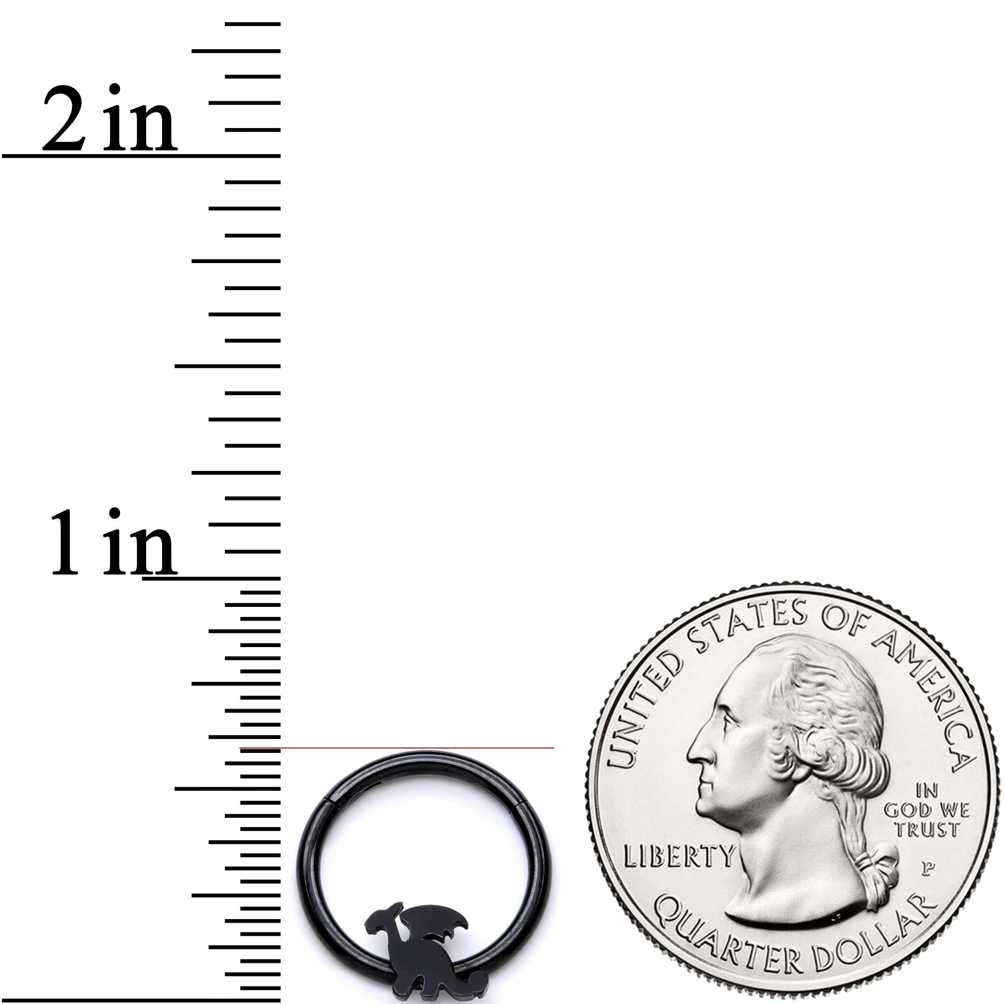 16G 3/8 Black Fantasy Dragon Hinged Segment Ring