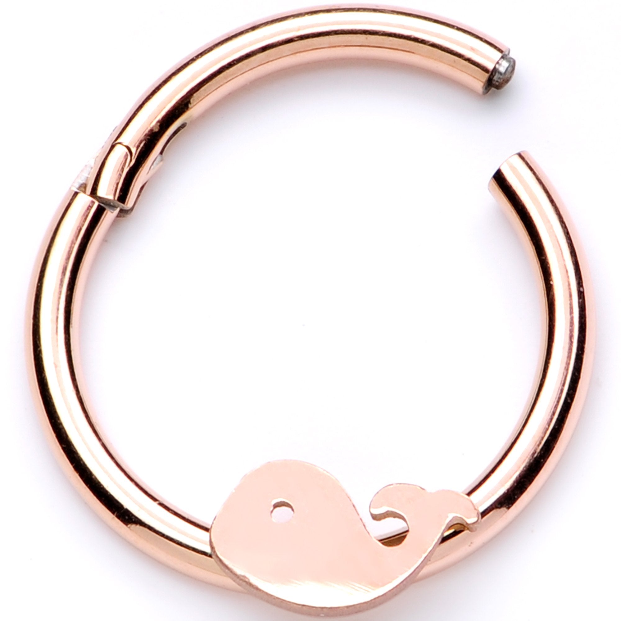 16G 3/8 Rose Gold Whale of a Hinged Segment Ring