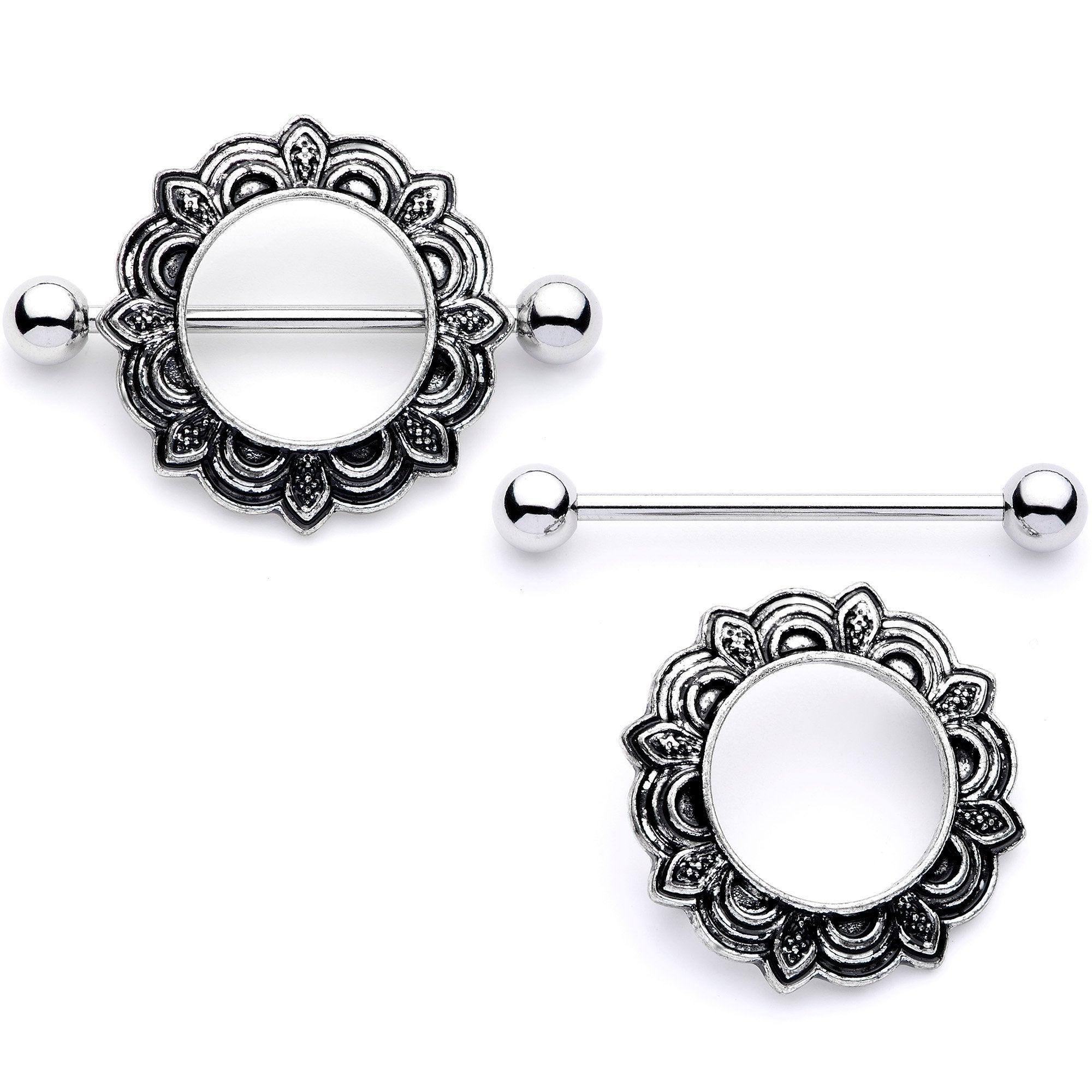 14G 9/16 Art Nouveau Style Nipple Shield Set