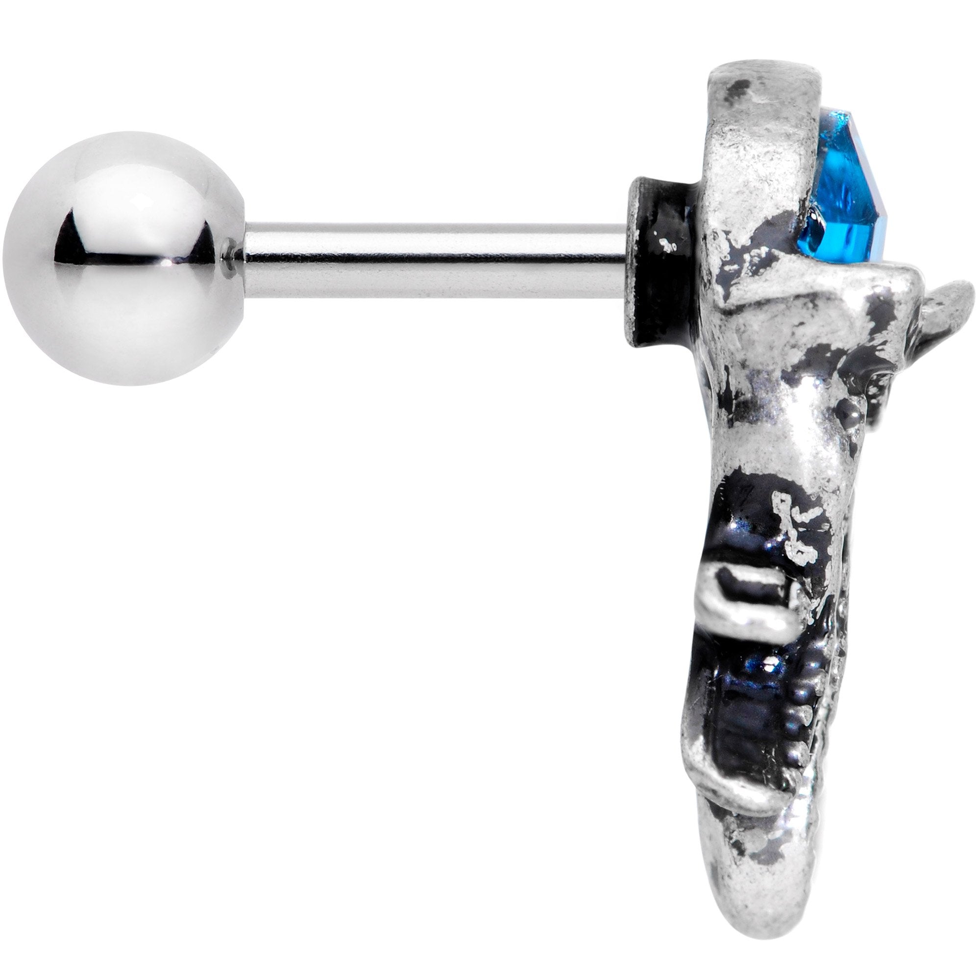 16G 1/4 Aqua Gem Jaunty Jellyfish Cartilage Tragus Earring