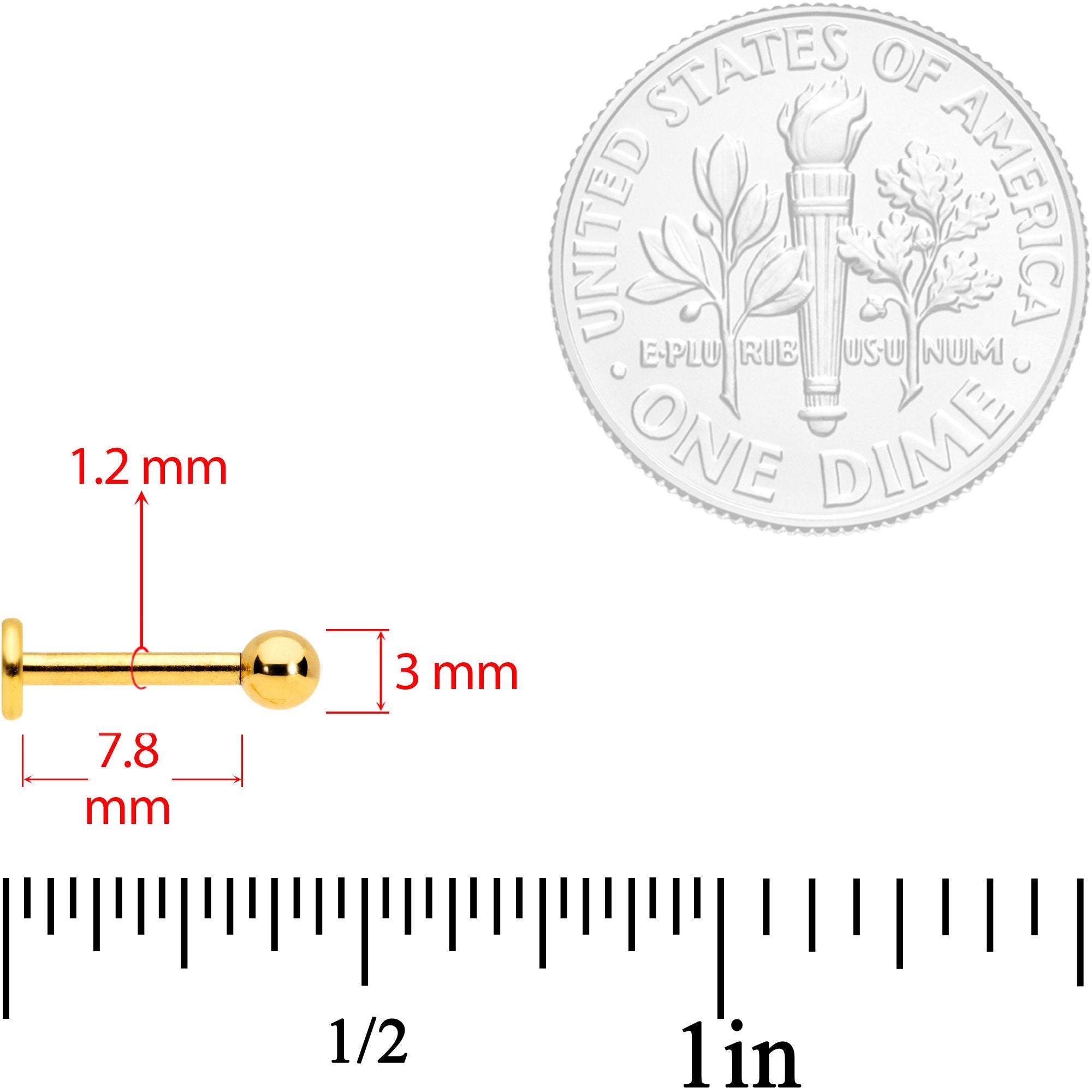 16G 5/16 Clear Gem Gold Tone Internally Threaded Labret Set