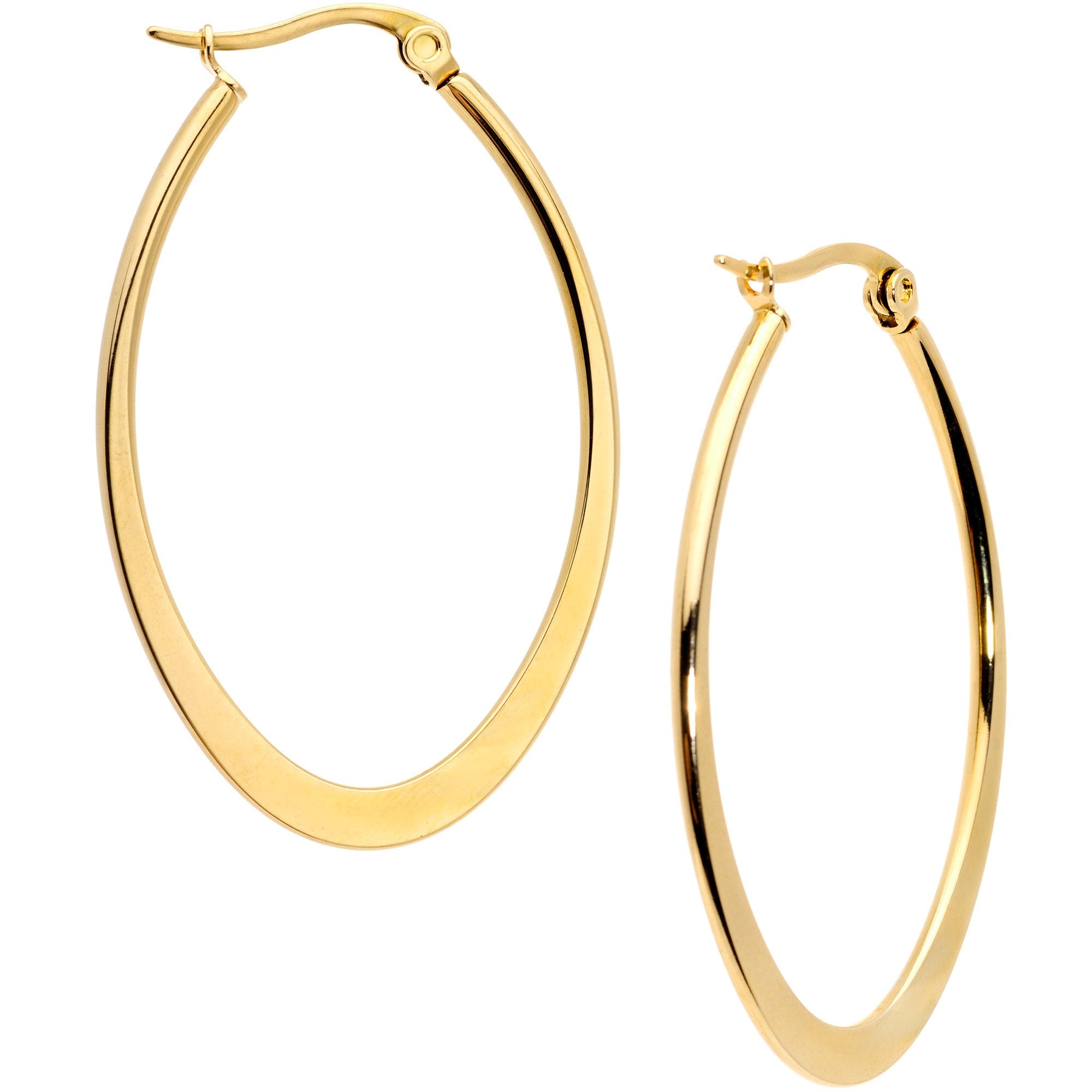 40mm Gold Tone PVD Stainless Steel Oval Hoop Earrings