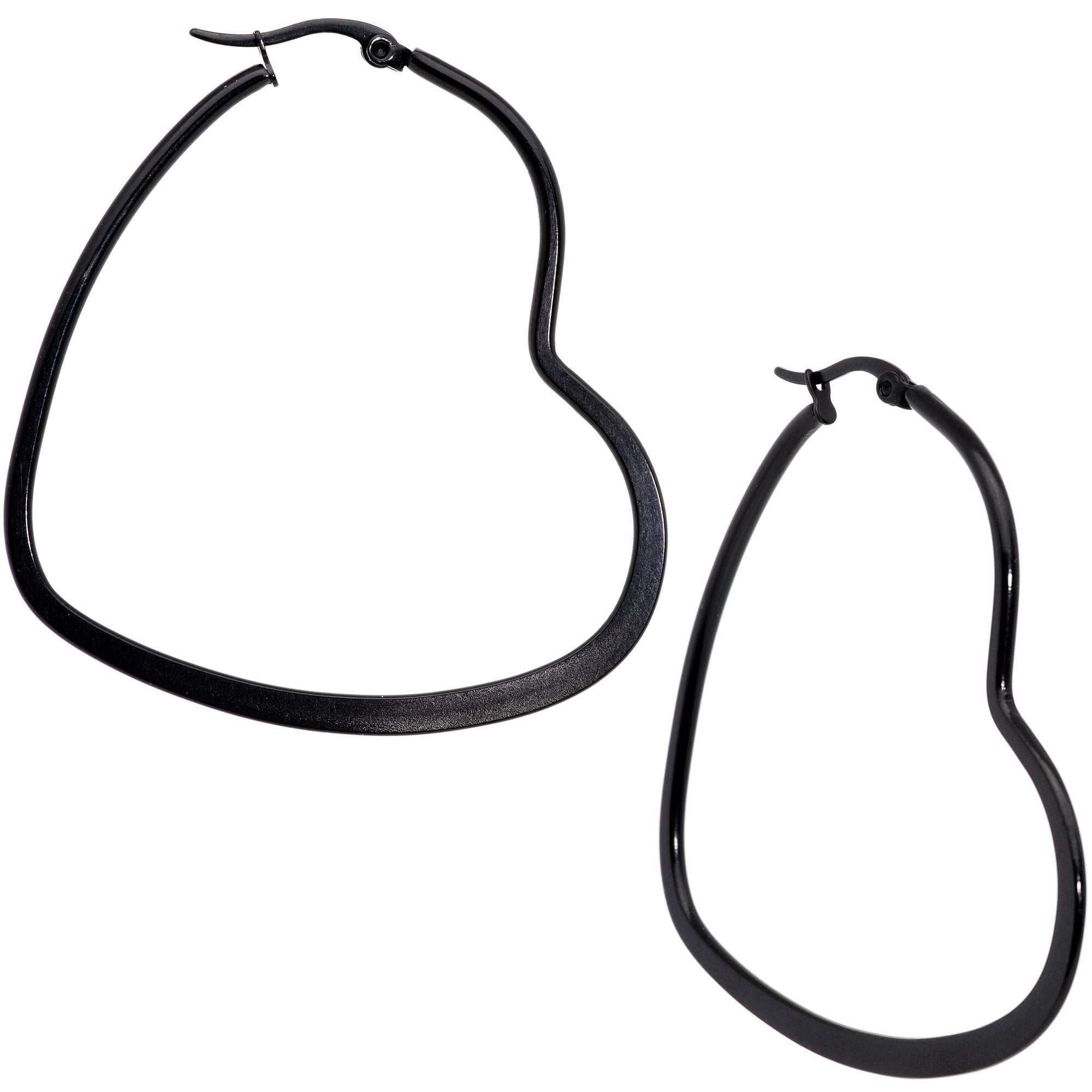 50mm Black Tone PVD Stainless Steel Heart Hoop Earrings