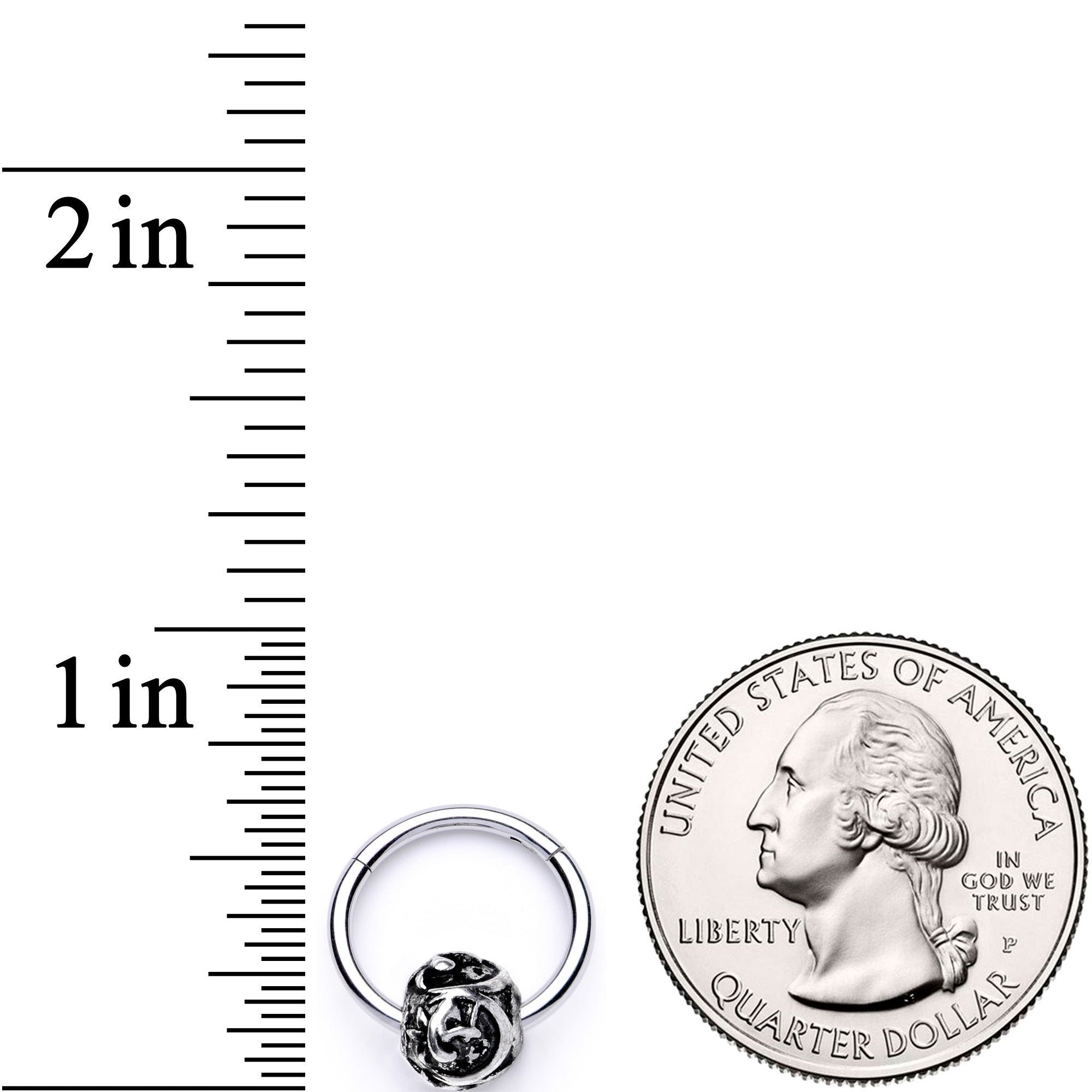 16G 3/8 Abstract Pattern Bead Hinged Segment Ring