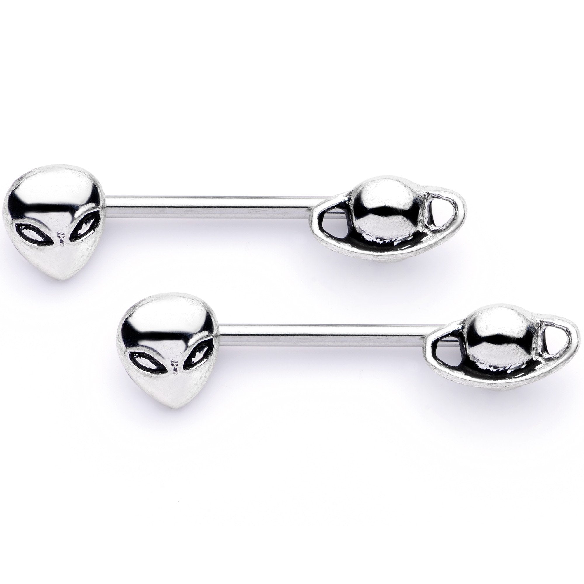 14G 9/16 Space Aliens from Planet Saturn Barbell Nipple Ring Set