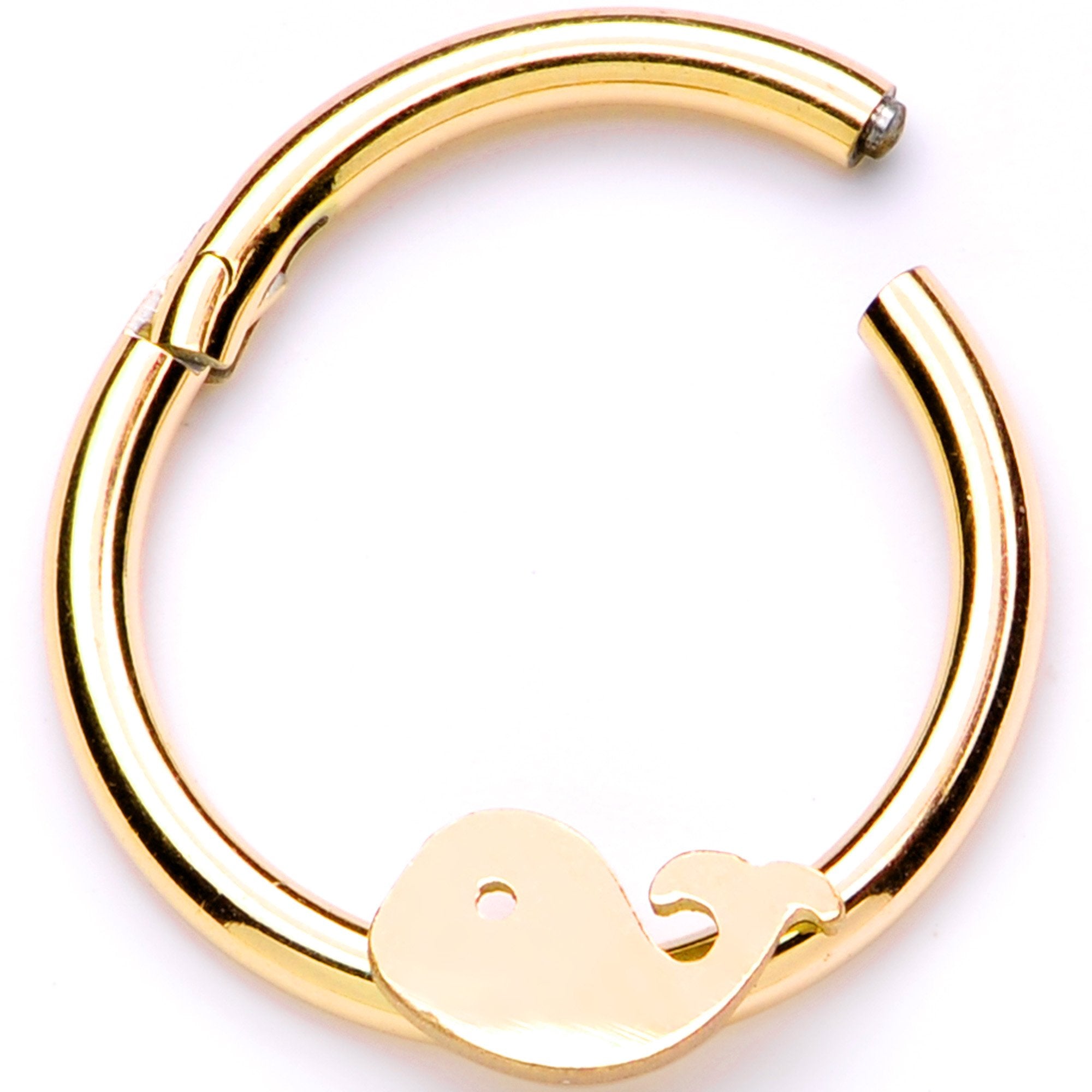 16 Gauge 3/8 Gold Tone Whale of a Hinged Segment Ring