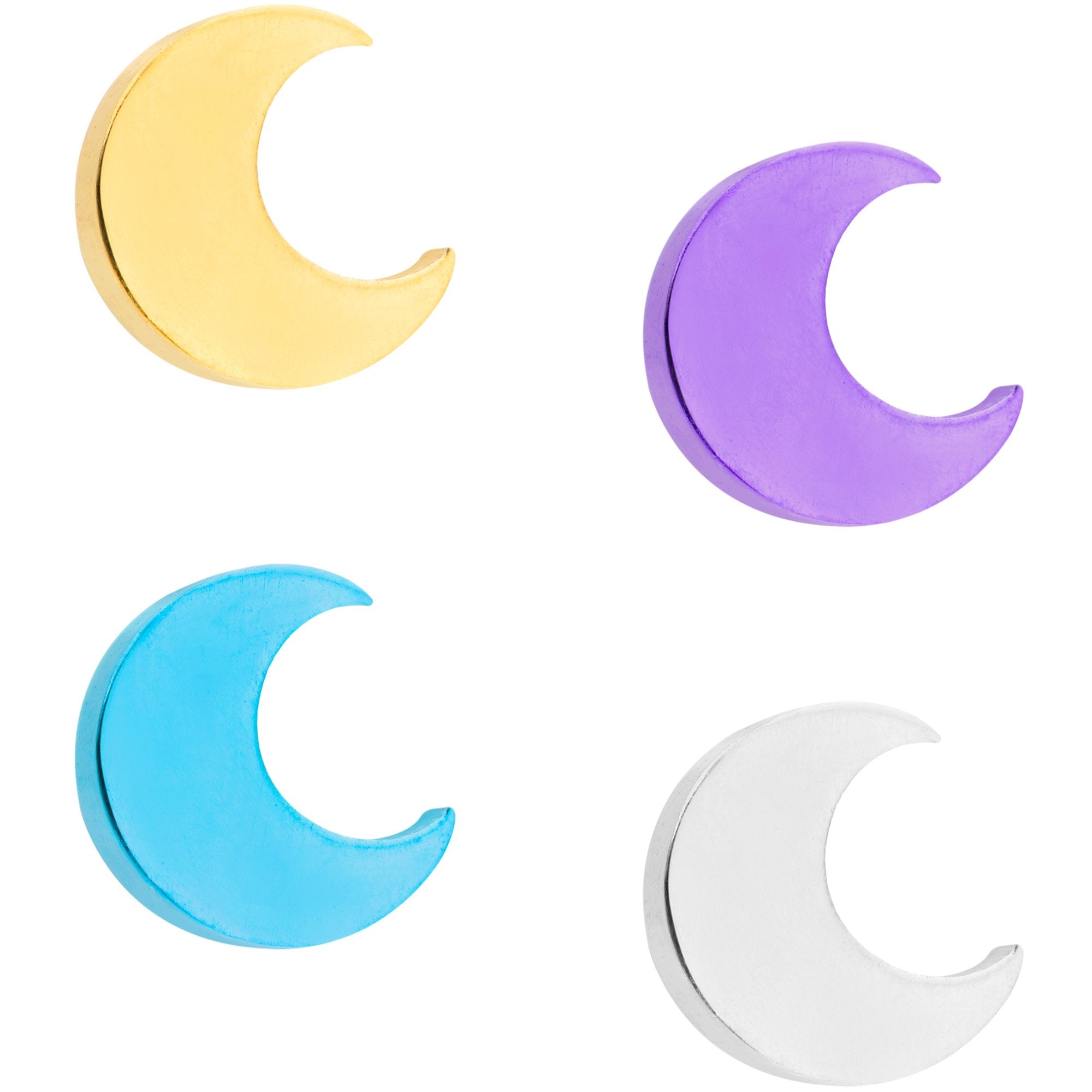 16 Gauge 5/16 Multicolor Crescent Moon Labret Monroe Tragus Set of 4