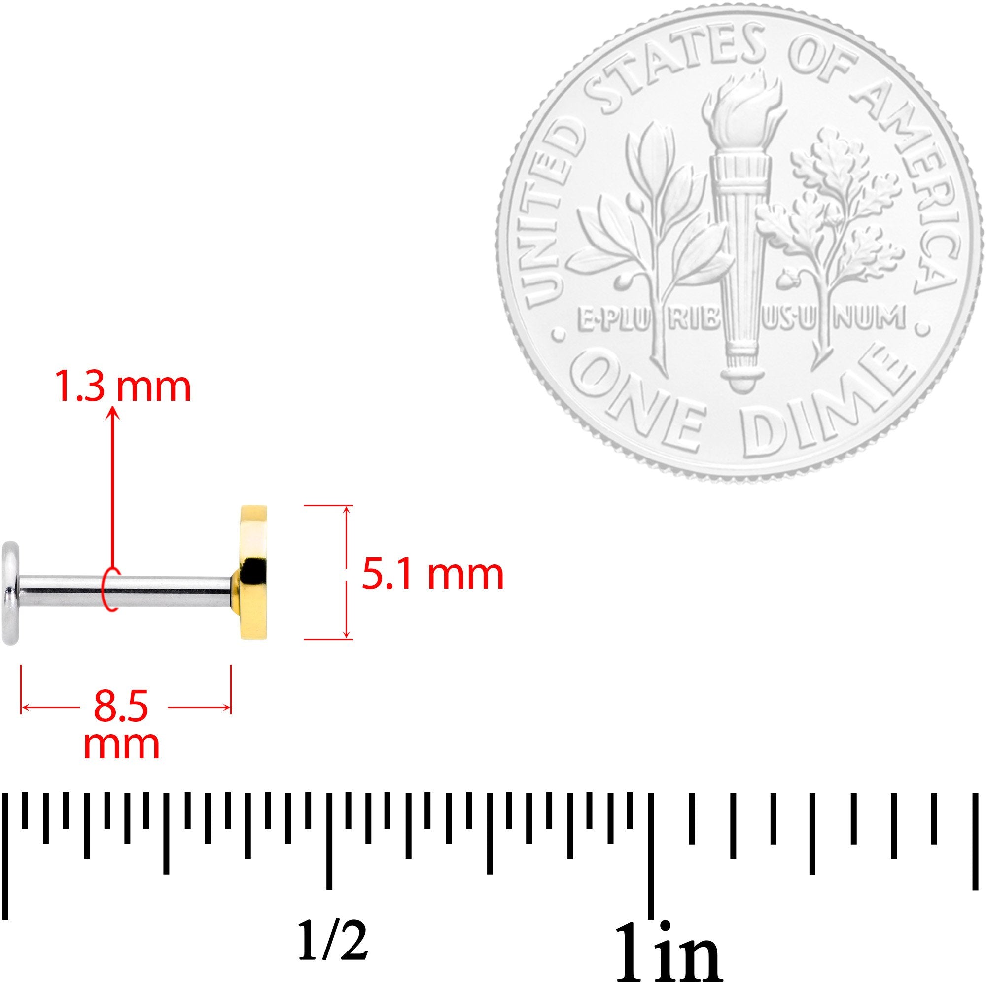 16G 5/16 Multicolor Crescent Moon Labret Monroe Tragus Set of 4