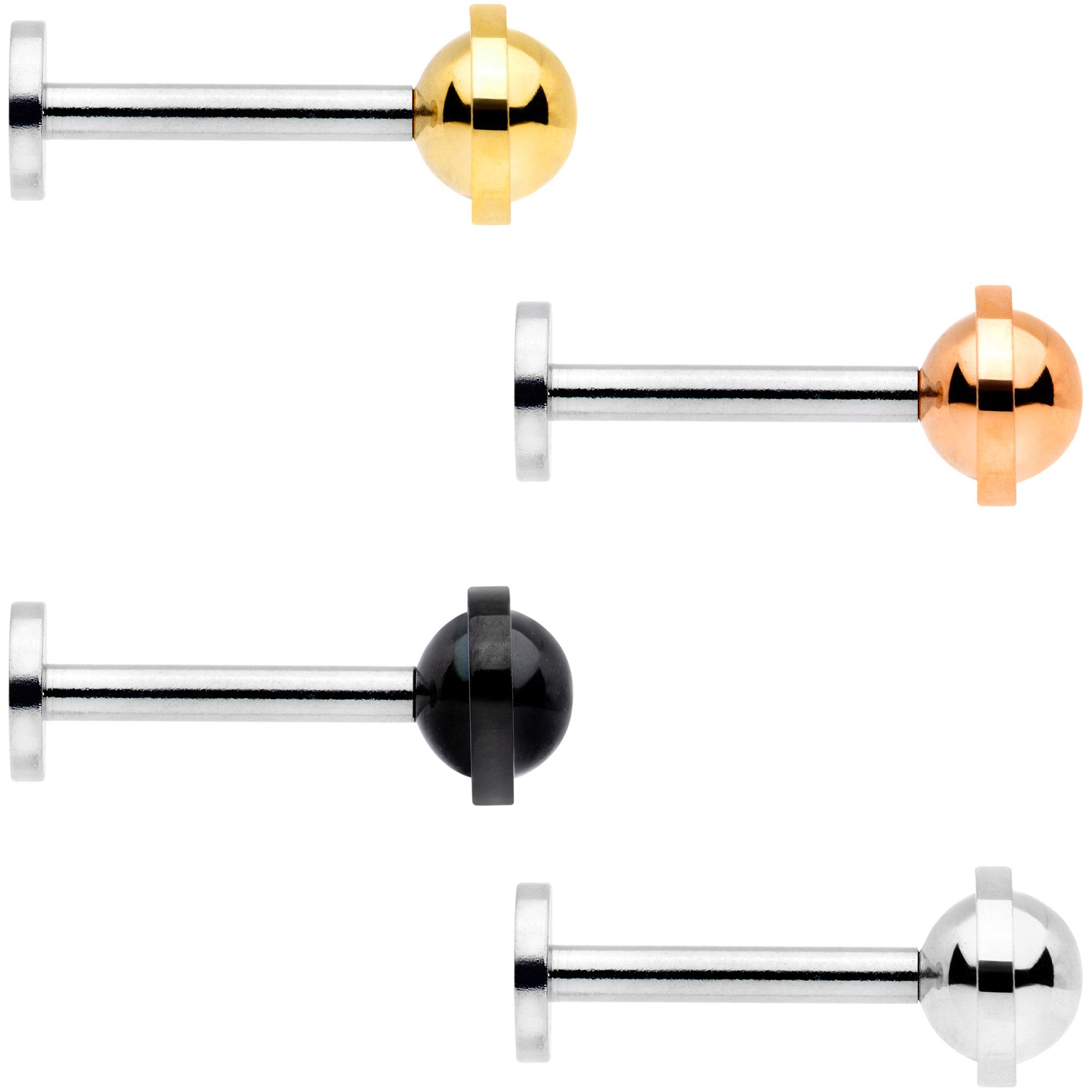 16G 5/16 Multicolor Open Eye Internally Threaded Labret Set of 4