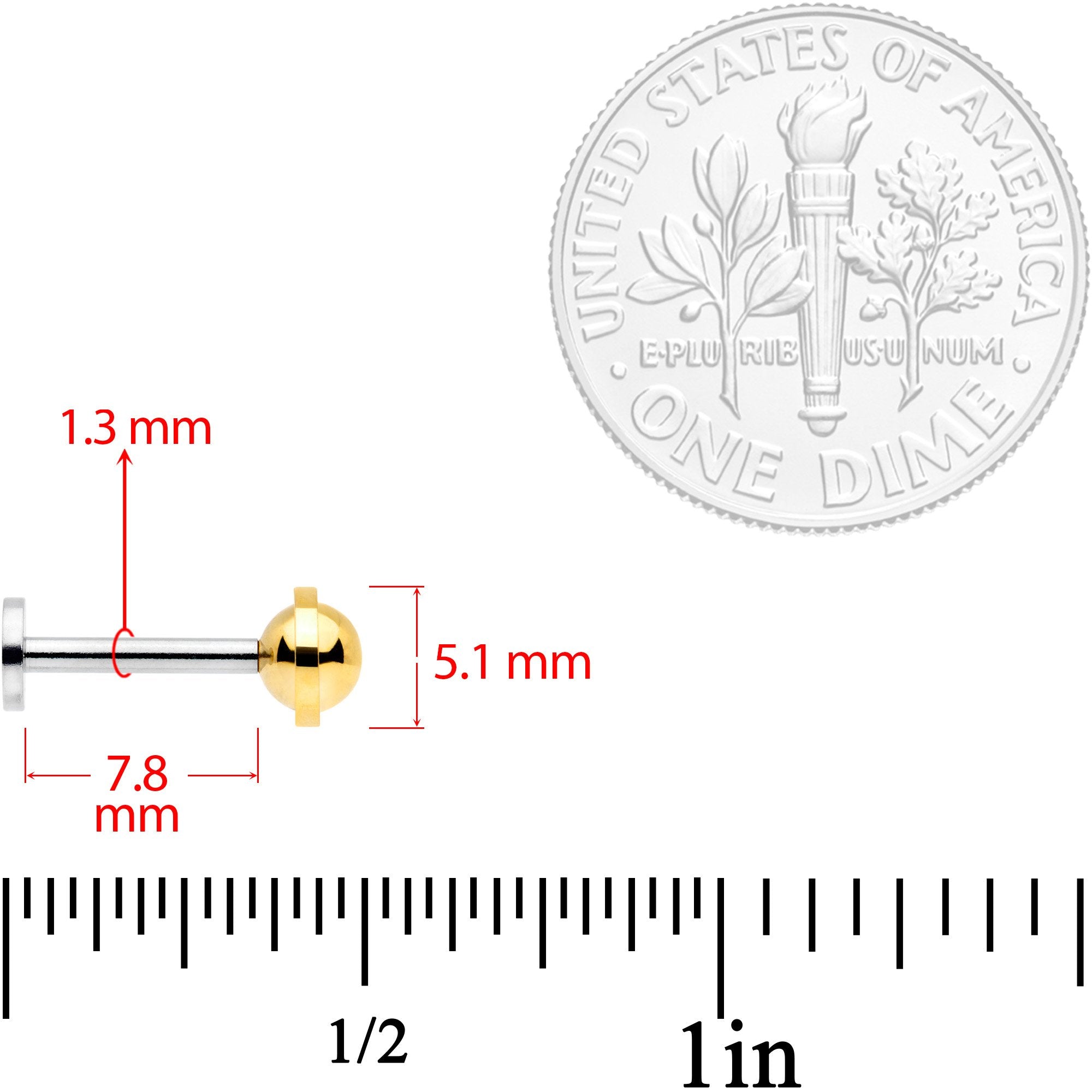 16G 5/16 Multicolor Open Eye Internally Threaded Labret Set of 4