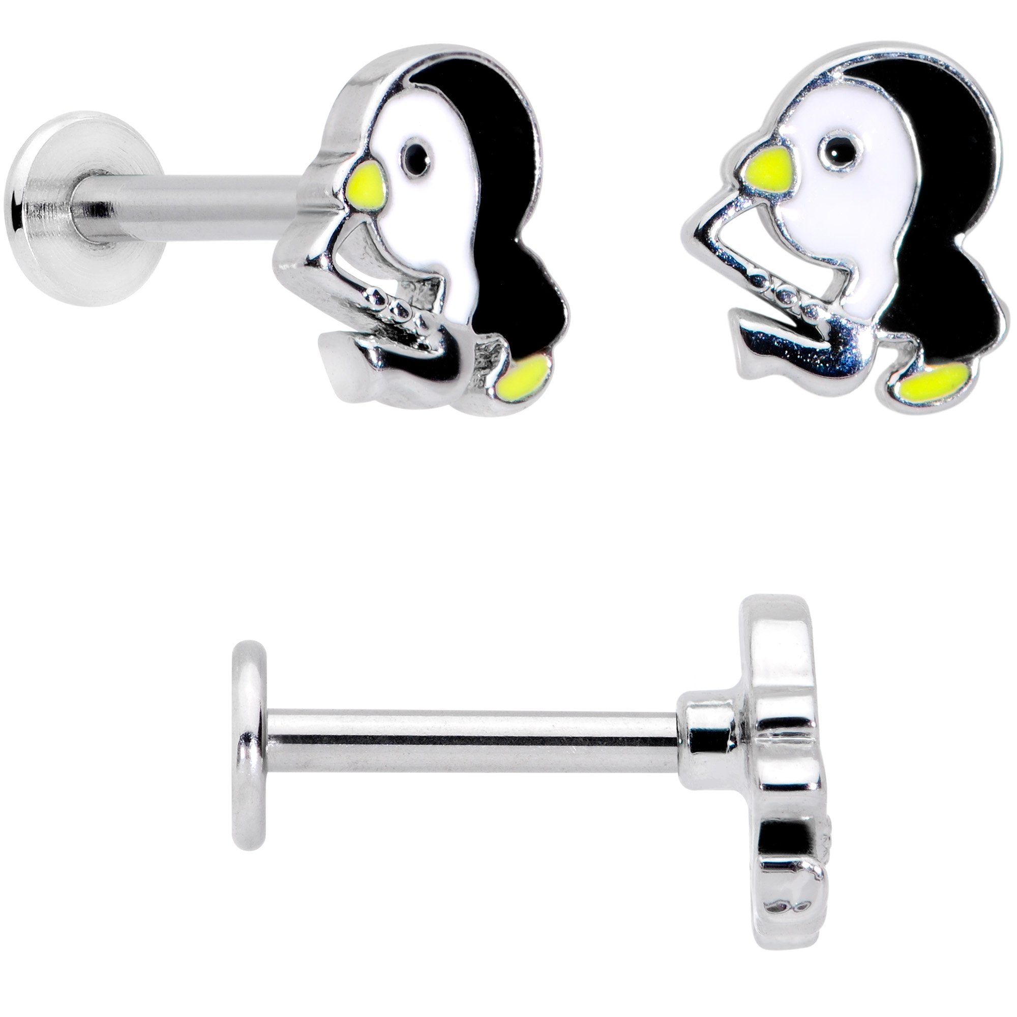 16G 5/16 Clear Gem Winter Penguin Labret Monroe Tragus Set of 3