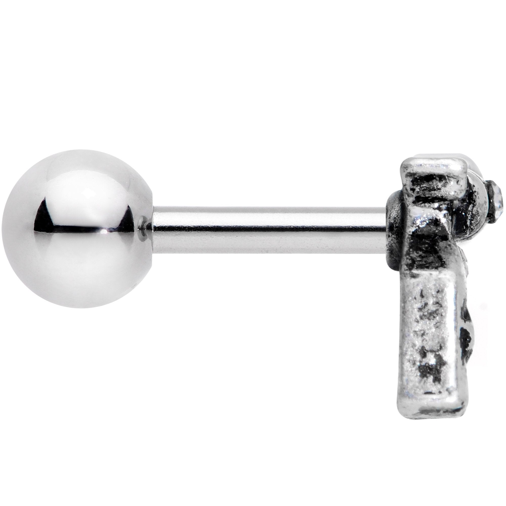 16G 1/4 Clear Gem Rockin' Revolver Gun Cartilage Tragus Earring