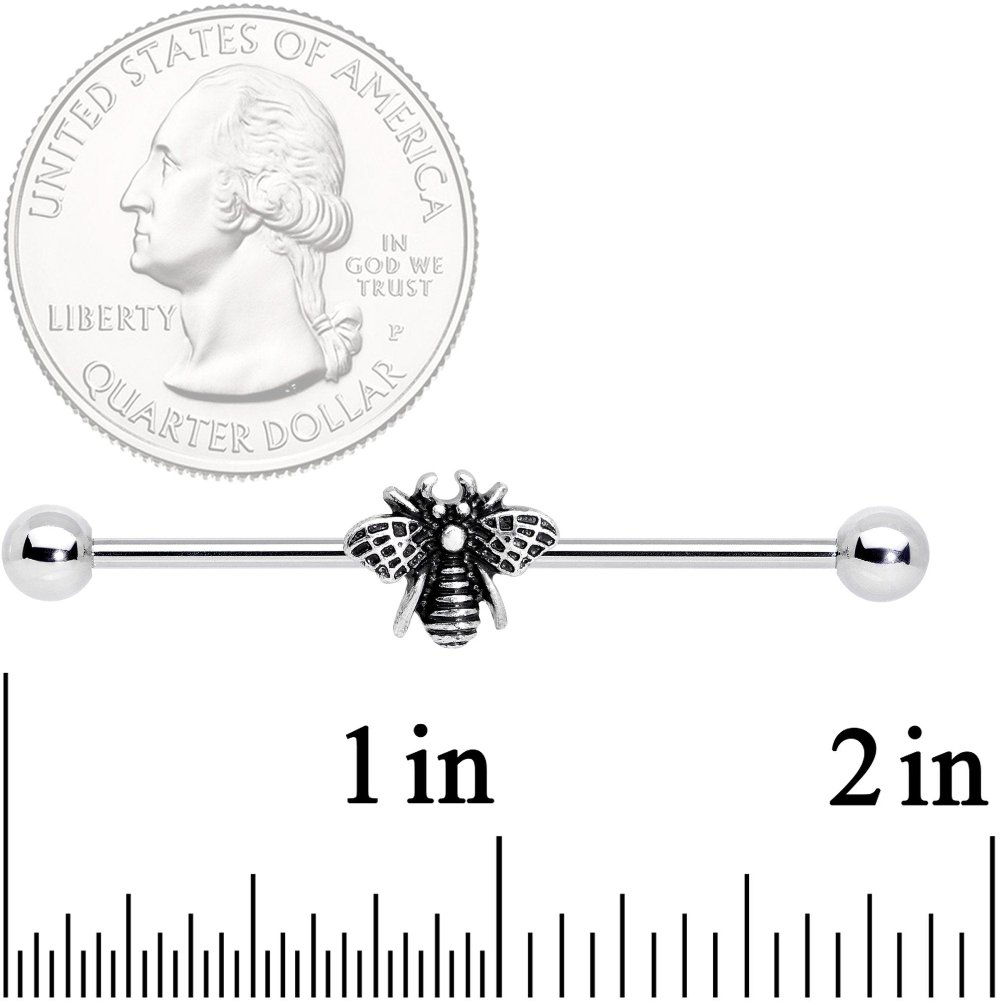 14G Bumbling Bumblebee Industrial Barbell 38mm