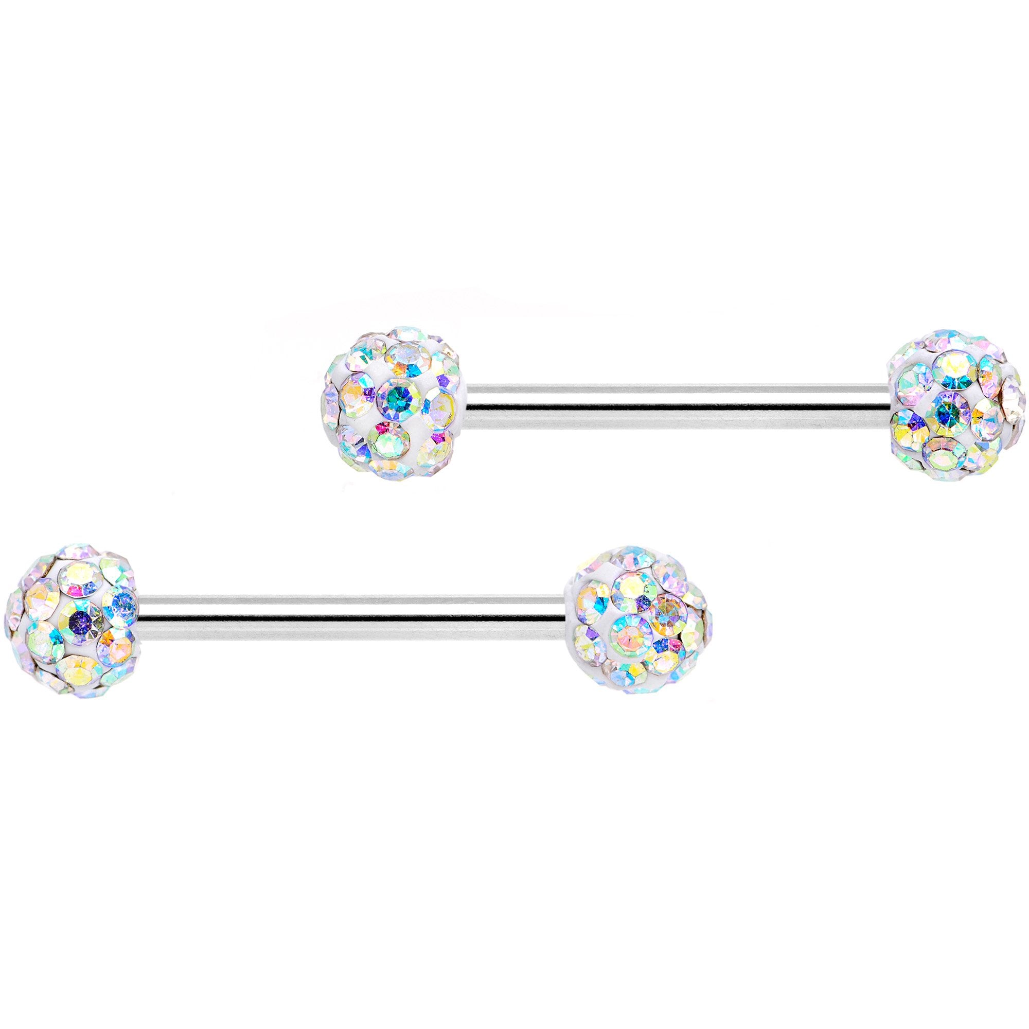 14G 5/8 9/16 Clear Gem Multi Color Roses Barbell Nipple Ring Set