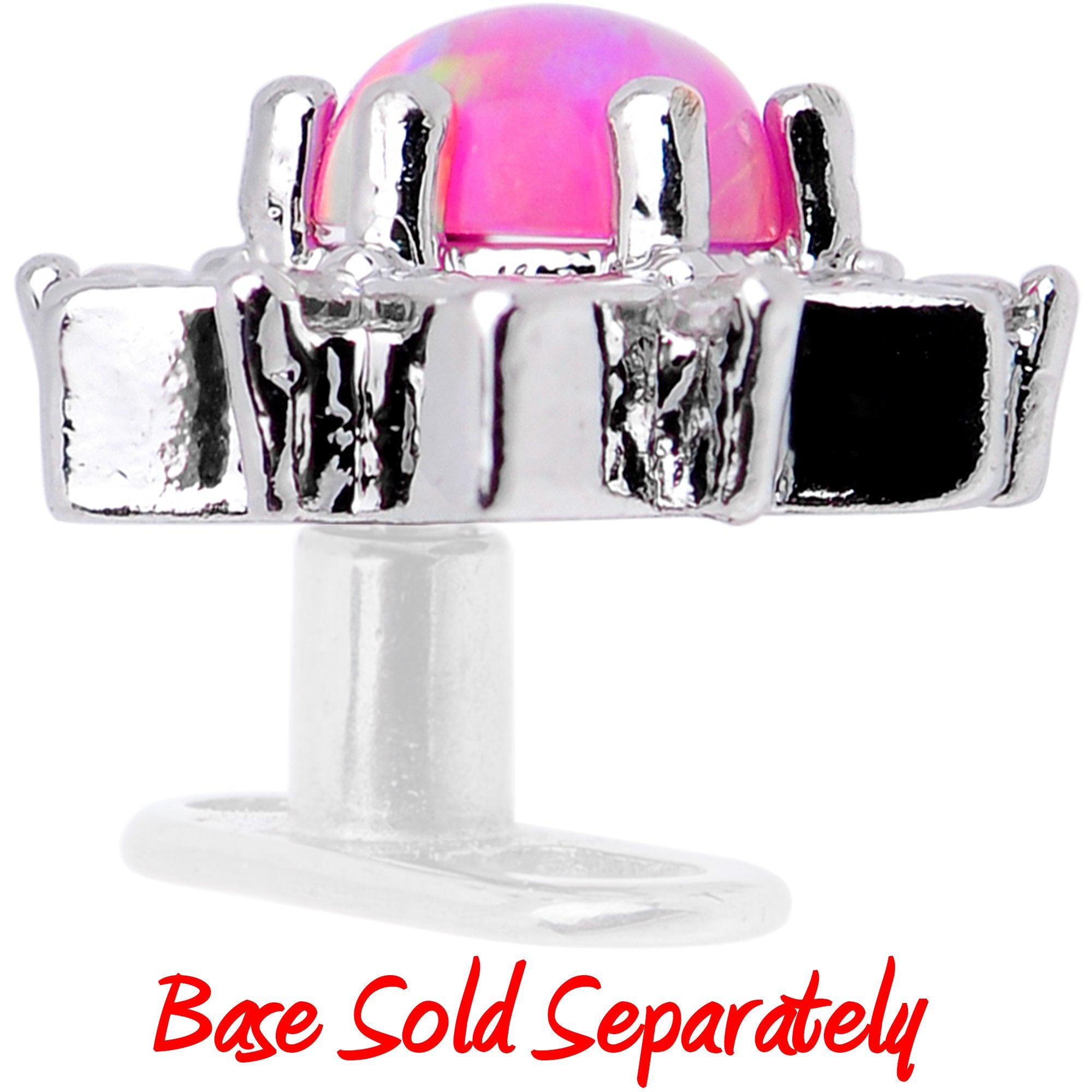 14G Pink Faux Opal Floral Glam Dermal Anchor Top