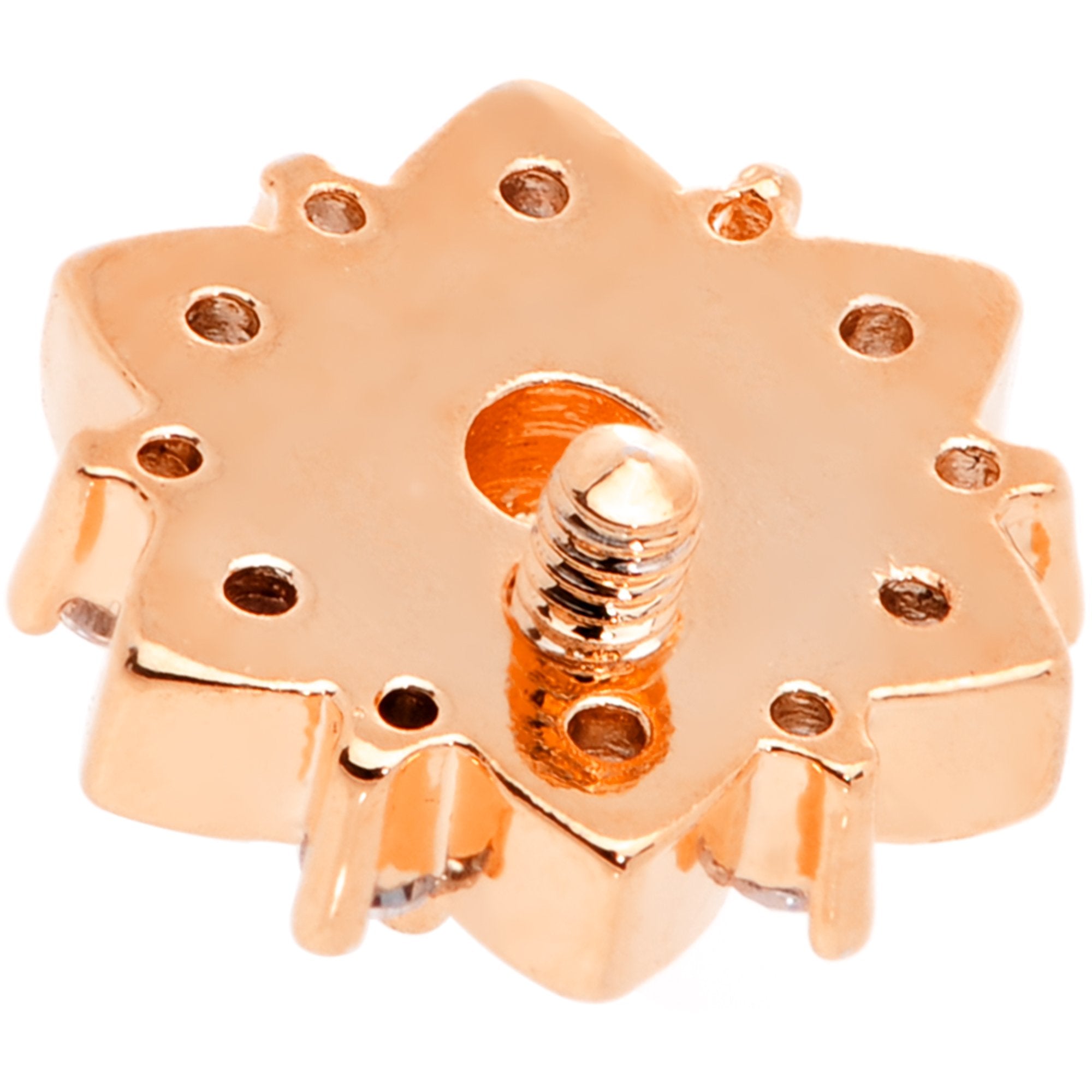 14G White Faux Opal Rose Gold Tone Floral Glam Dermal Anchor Top