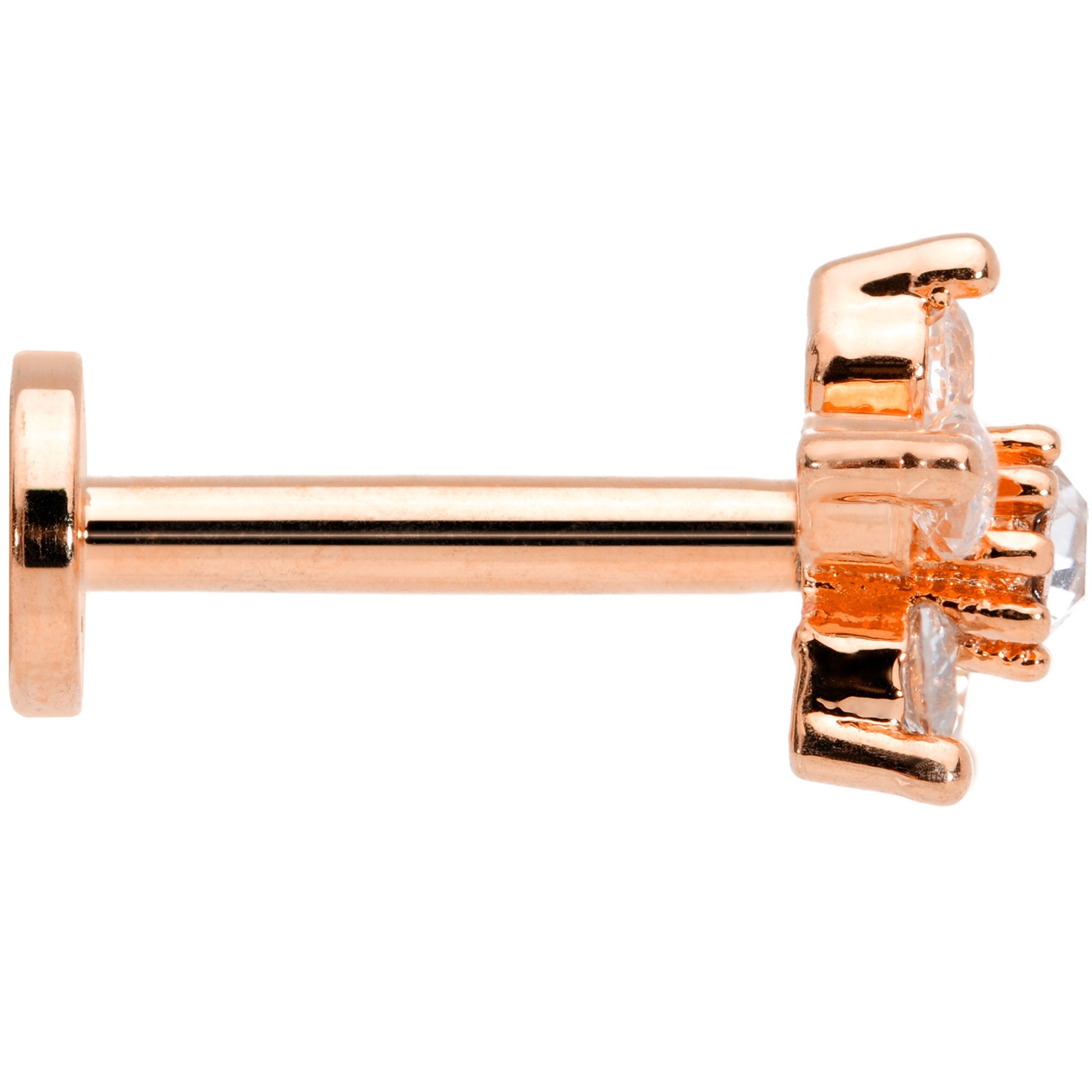 16G 5/16 Clear CZ Star Rose Gold Tone Internally Threaded Labret