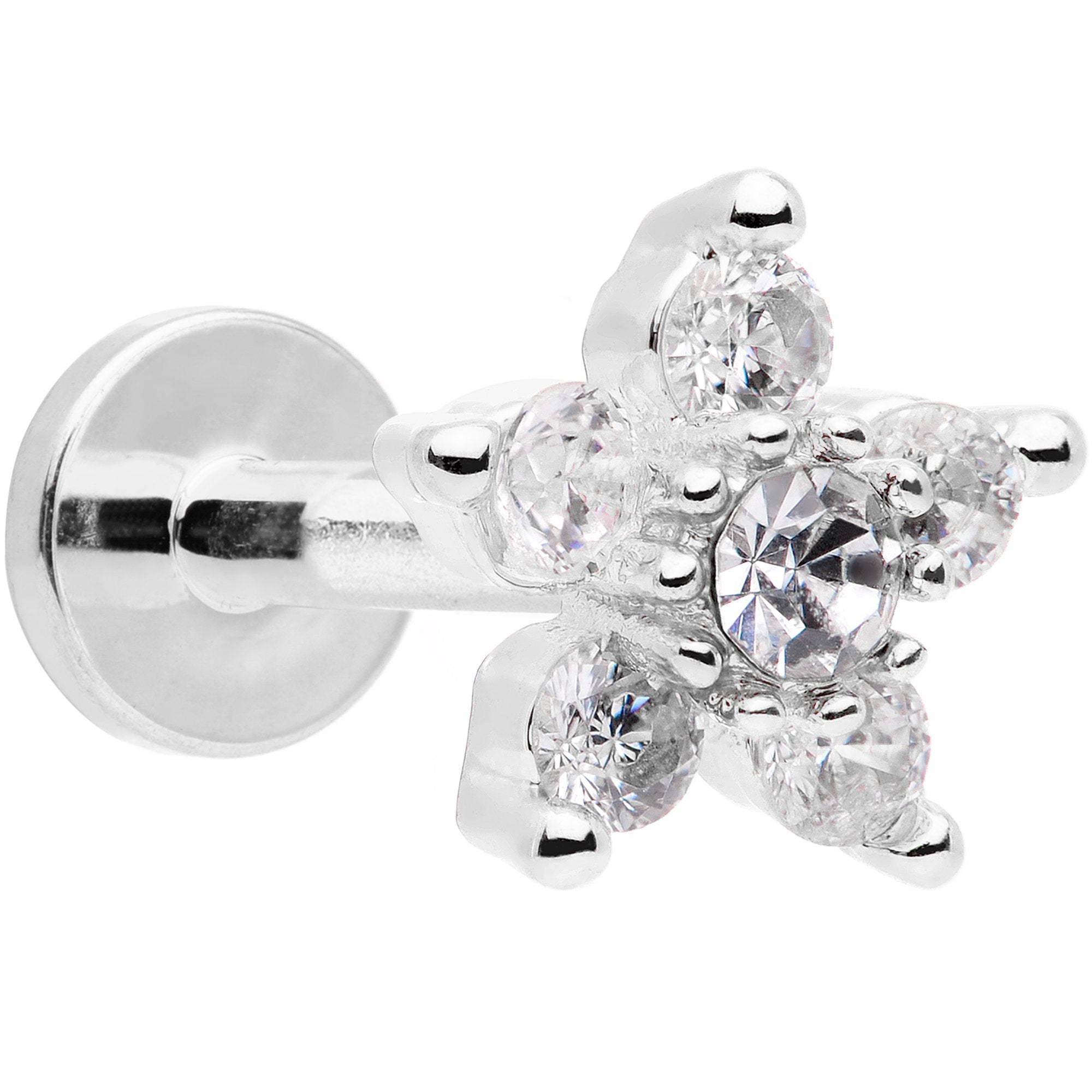 16G 1/4 Clear CZ Star Internally Threaded Labret
