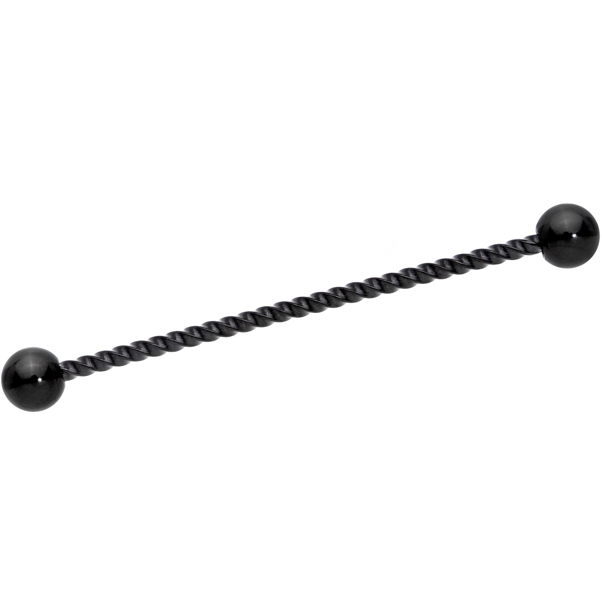 14G Tropic Blue Flower Black Twisted Industrial Barbell Set 38mm