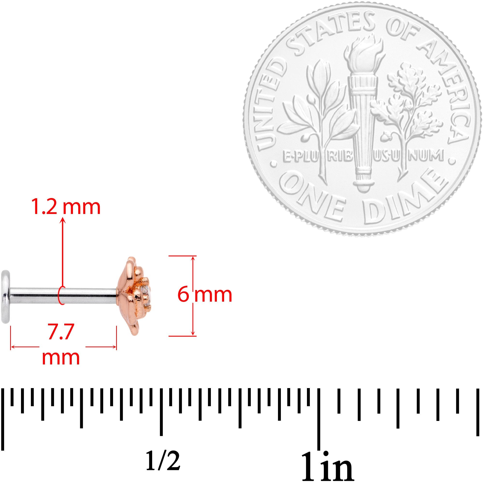 16G 5/16 Clear Gem Flower Internally Threaded Labret Set of 3