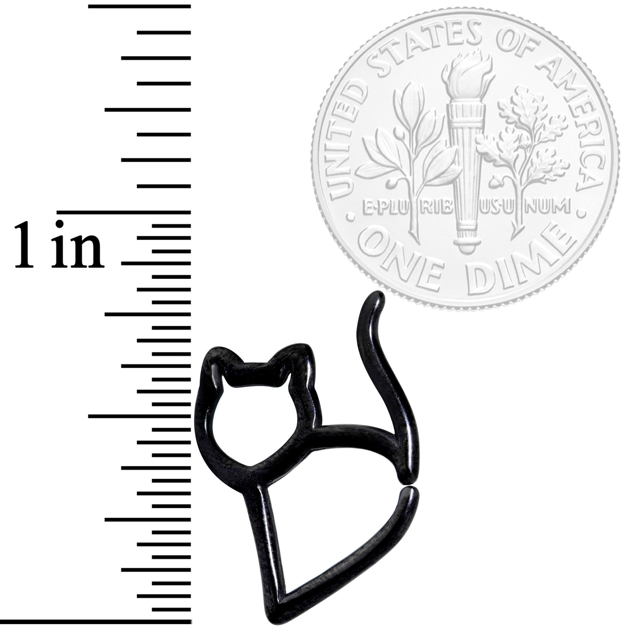 16G Black One Cool Kitty Cat Closure Ring