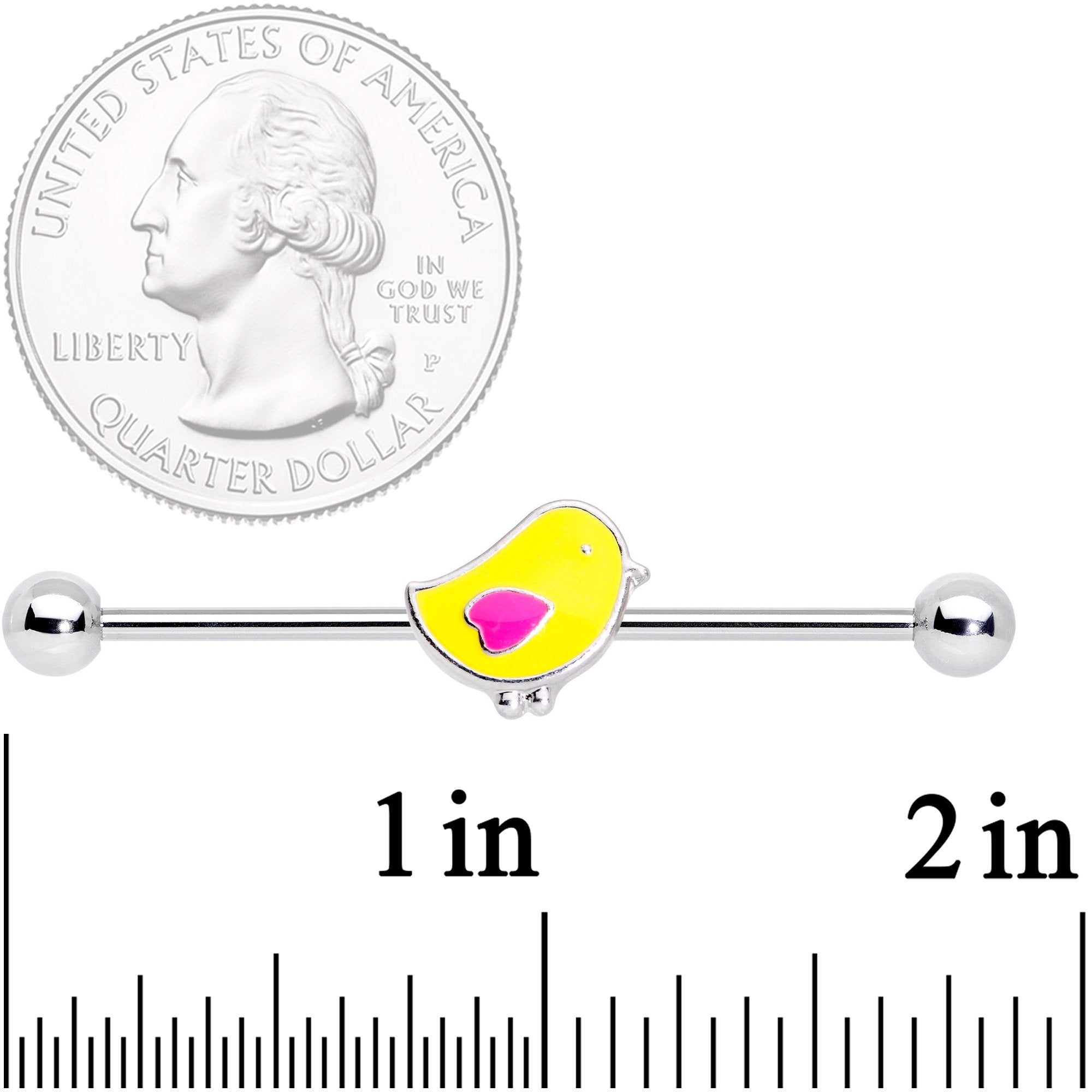 14 Gauge Yellow Easter Chick Industrial Barbell 38mm