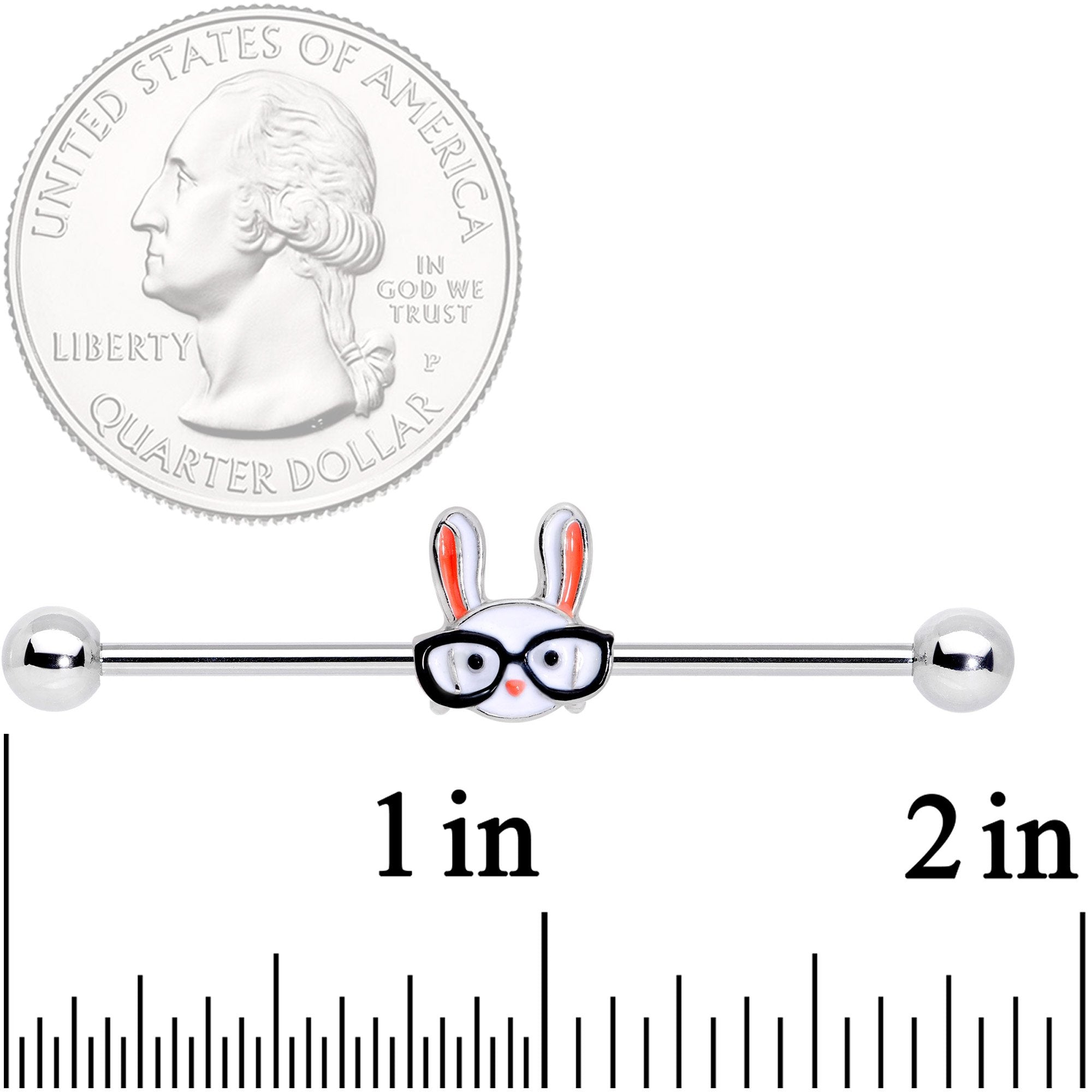 14 Gauge Nerdy Easter Bunny Industrial Barbell 38mm