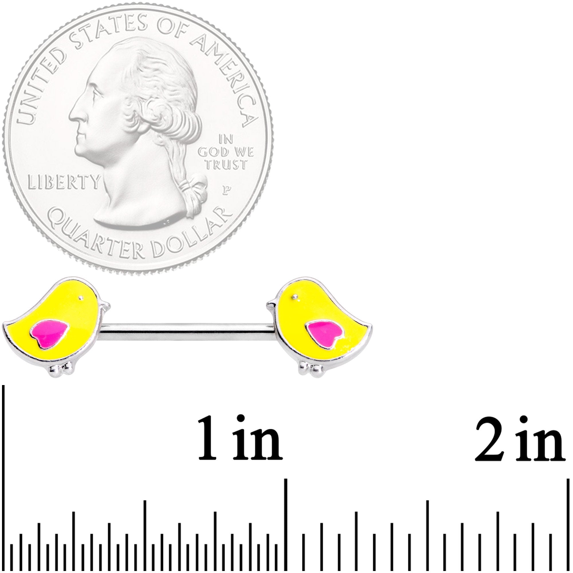 14G 5/8 Yellow Easter Chicks Barbell Nipple Ring Set