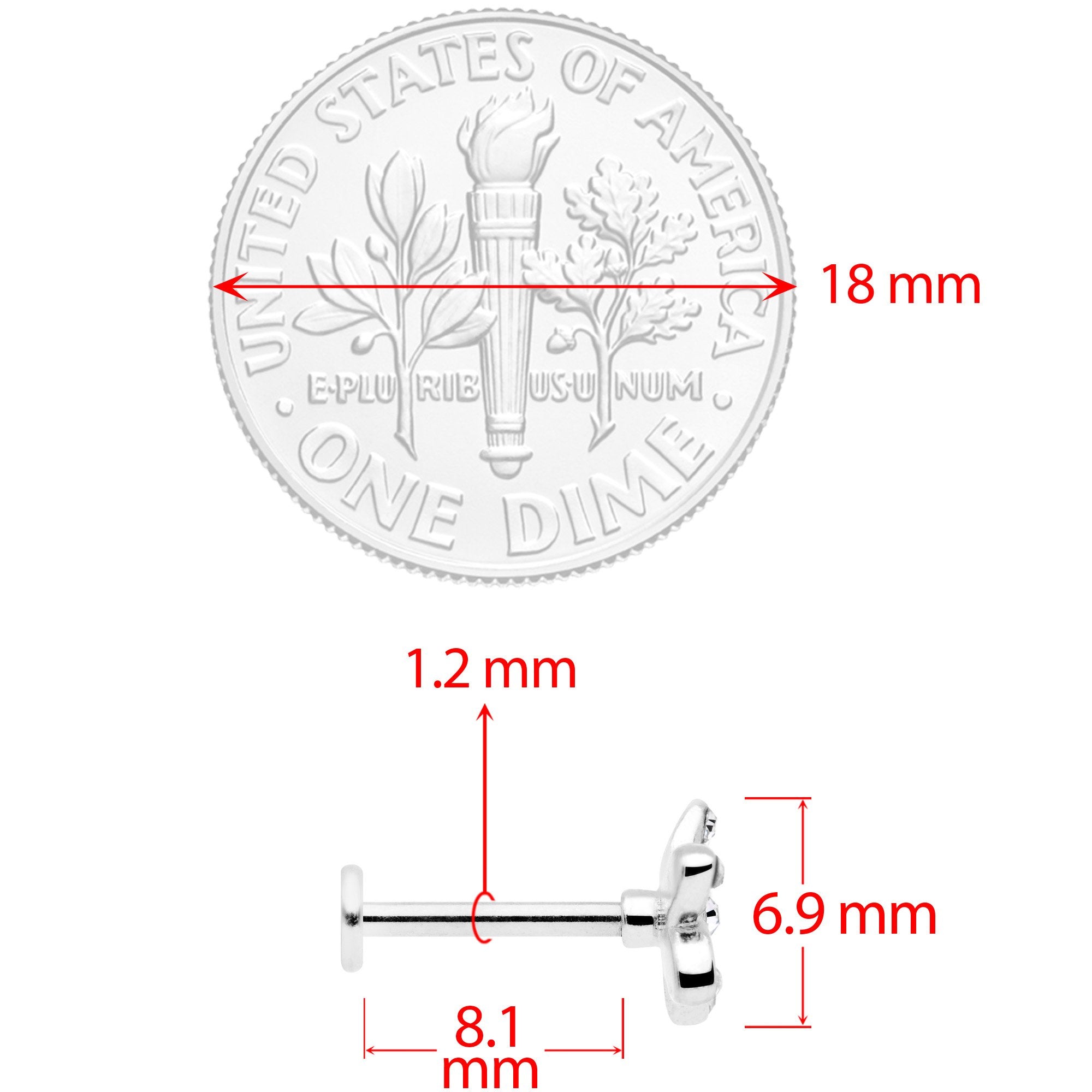 16G 5/16 Clear Gem White Flower Labret Set of 3