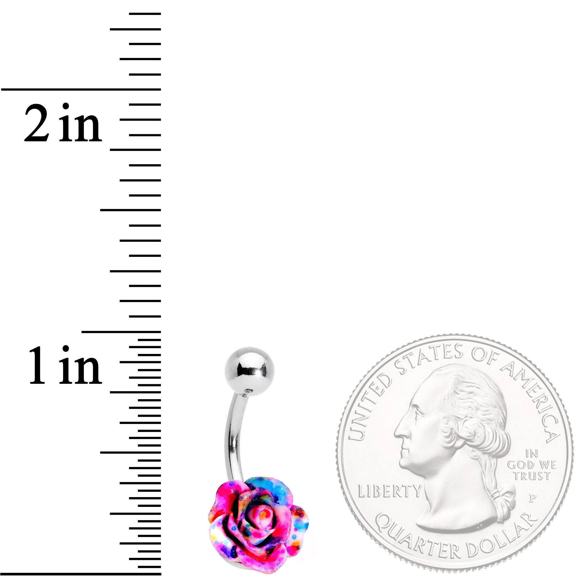 Clear Gem Multicolor Three Dimensional Flower Belly Ring Set of 3